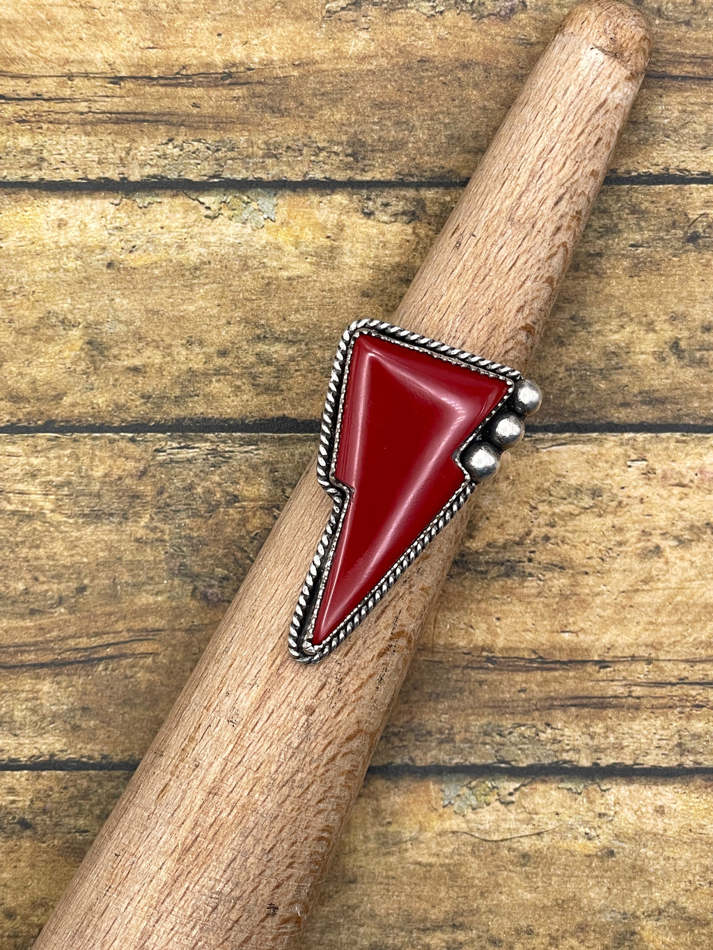 Raven-Red Rosarita Lightning Bolt Ring