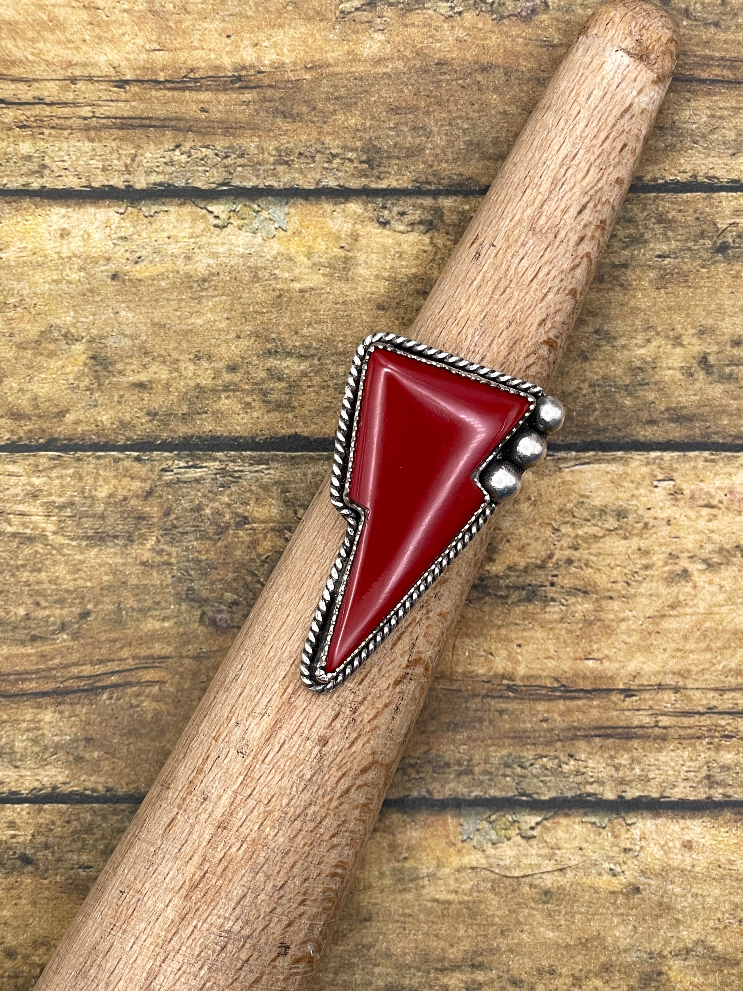 Raven-Red Rosarita Lightning Bolt Ring