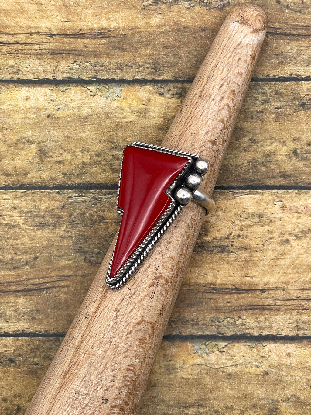 Raven-Red Rosarita Lightning Bolt Ring