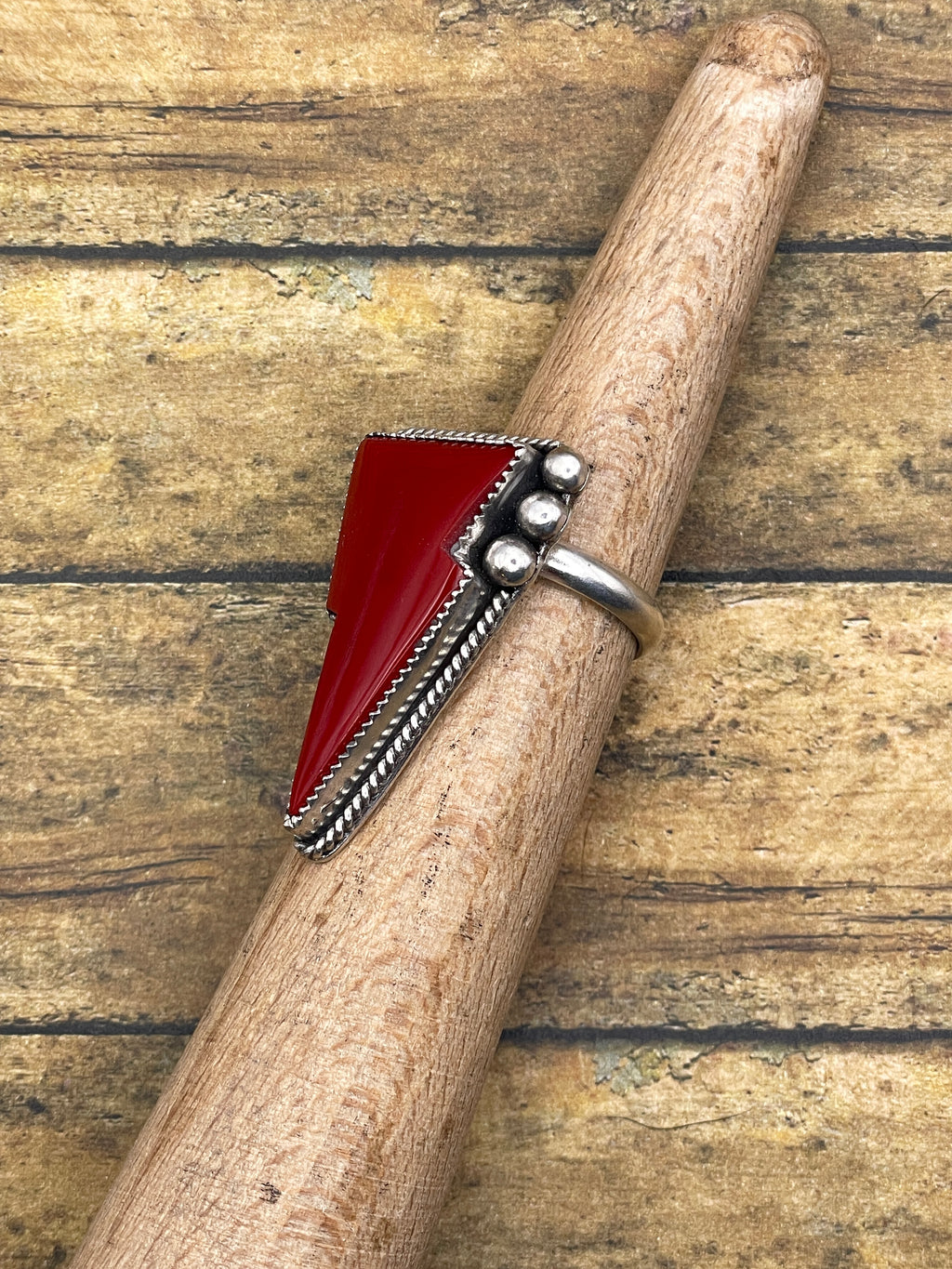 Raven-Red Rosarita Lightning Bolt Ring