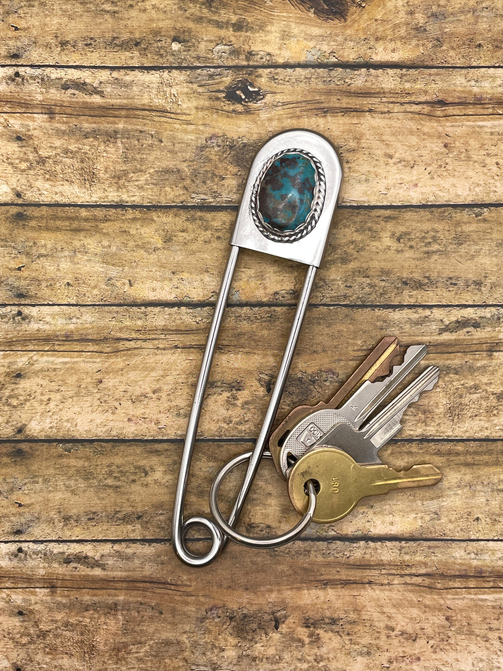 Bailey-Jumbo Safety Pin with Turquoise