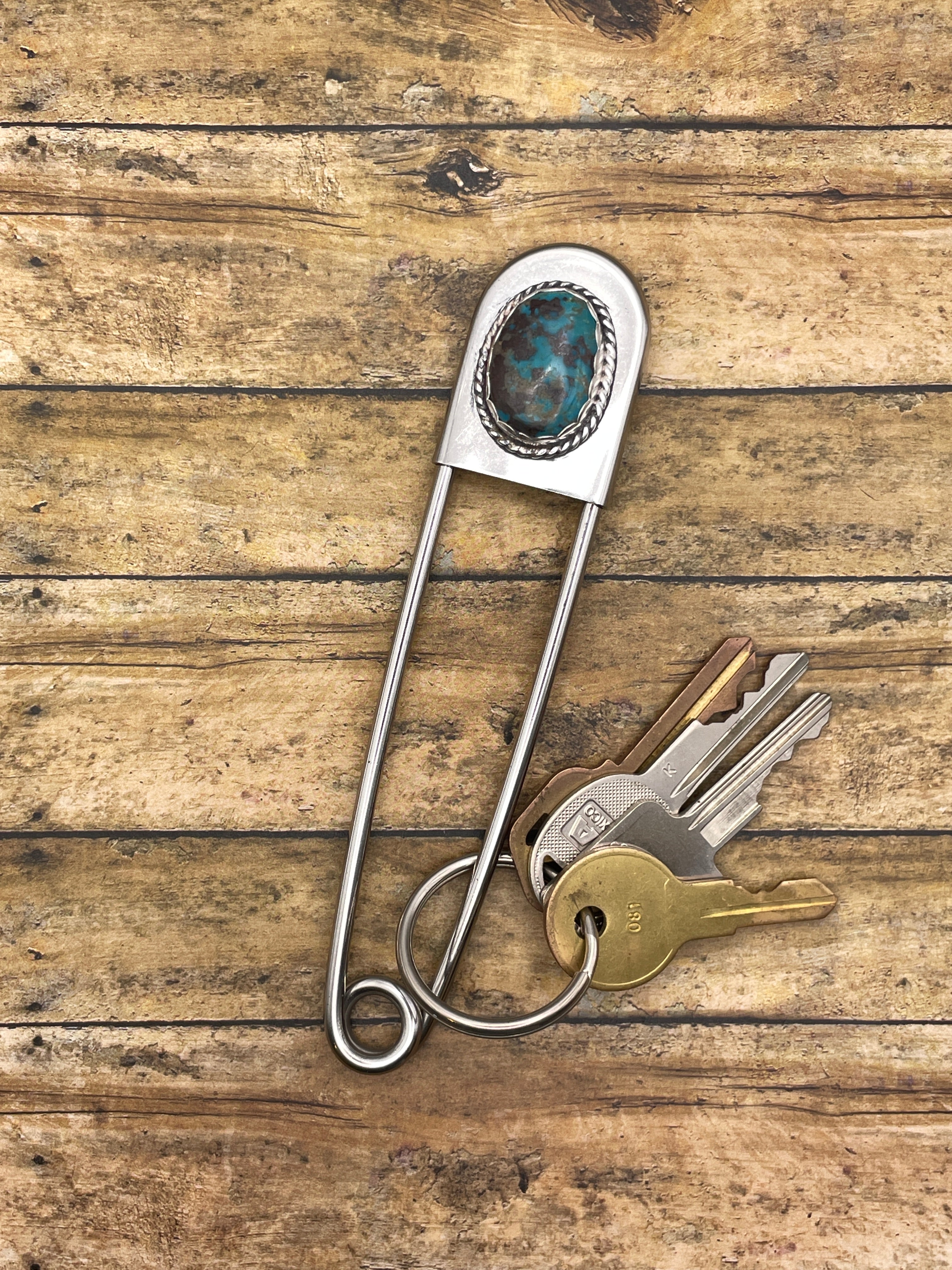Bailey-Jumbo Safety Pin with Turquoise