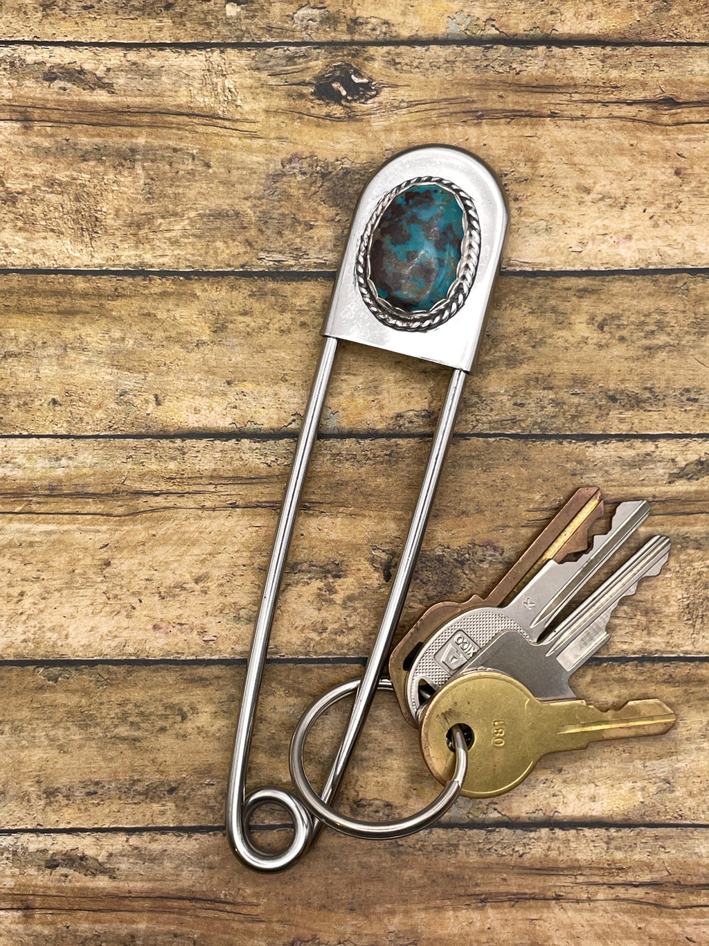 Bailey-Jumbo Safety Pin with Turquoise