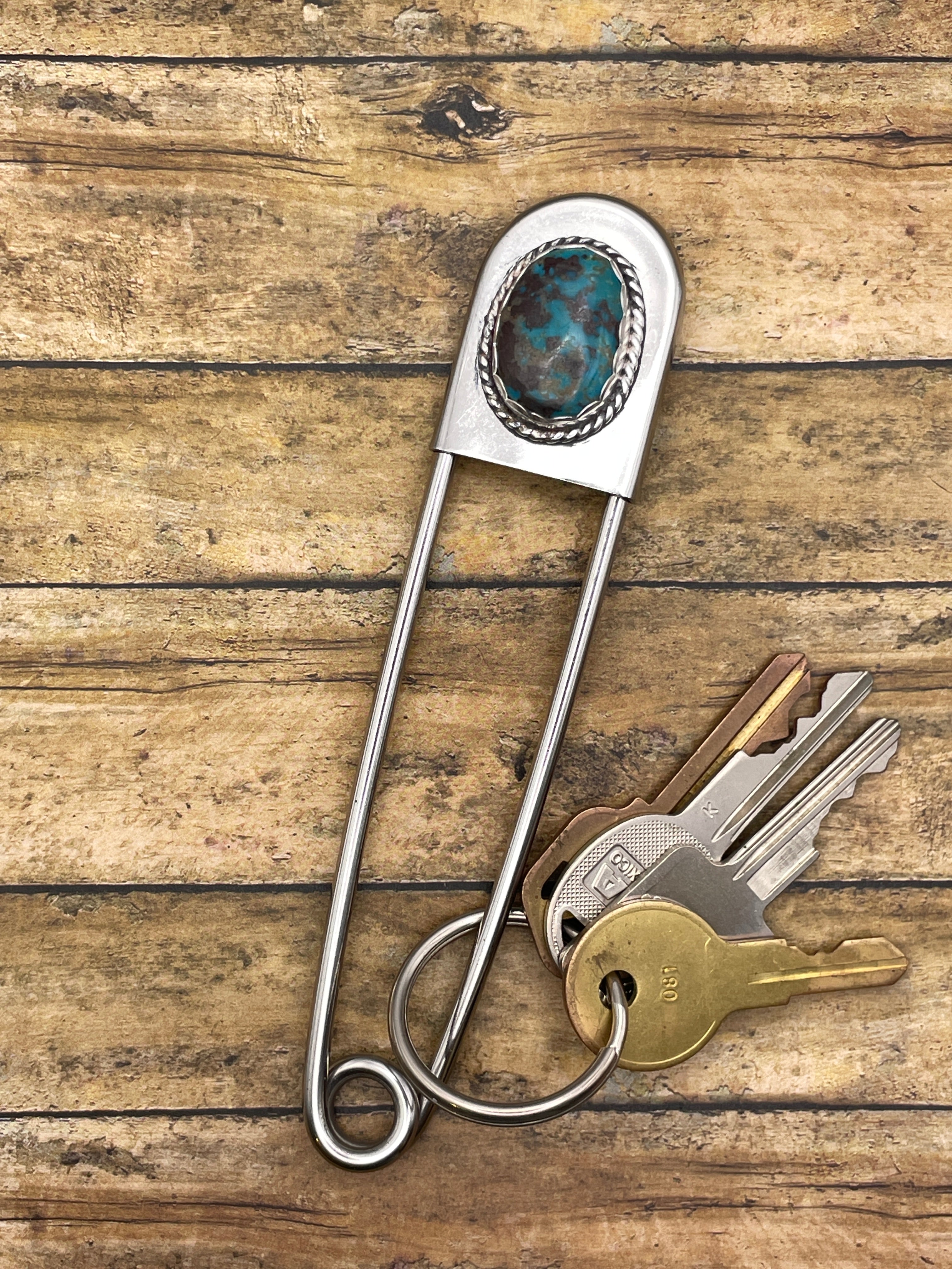 Bailey-Jumbo Safety Pin with Turquoise