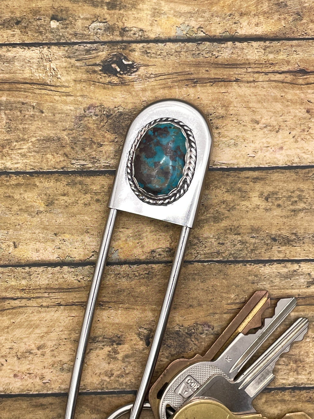 Bailey-Jumbo Safety Pin with Turquoise