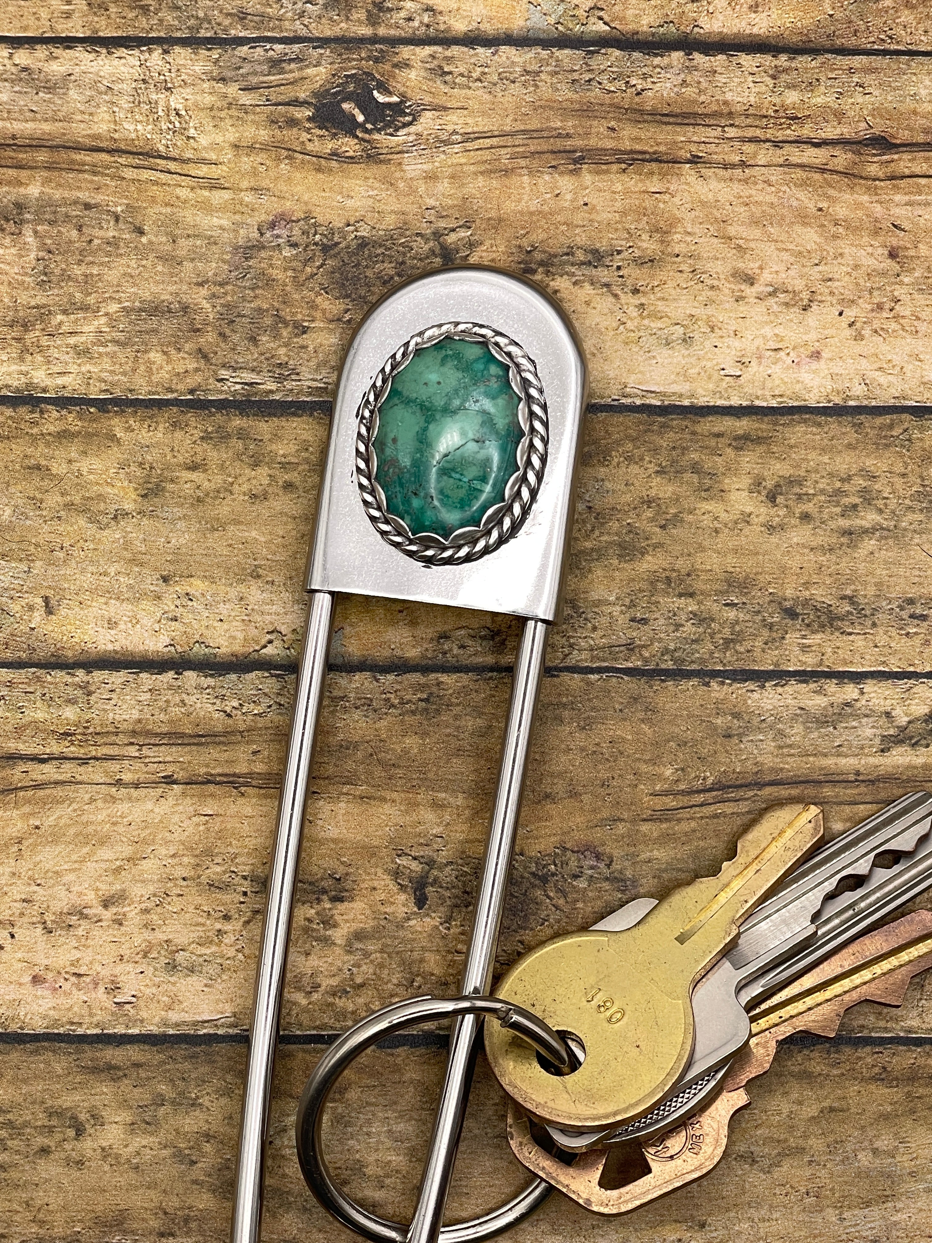 Bryan-Jumbo Safety Pin with Turquoise
