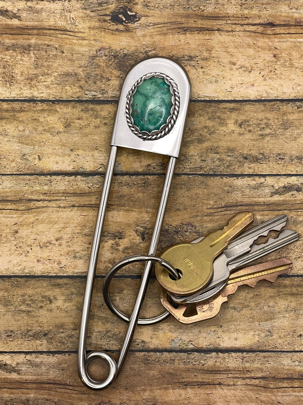 Bryan-Jumbo Safety Pin with Turquoise
