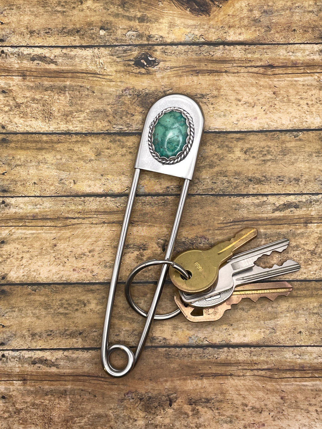 Bryan-Jumbo Safety Pin with Turquoise