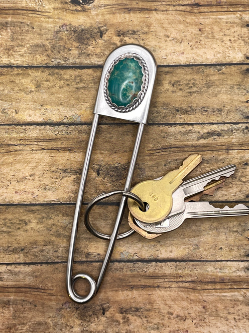 Boylen-Jumbo Safety Pin with Turquoise