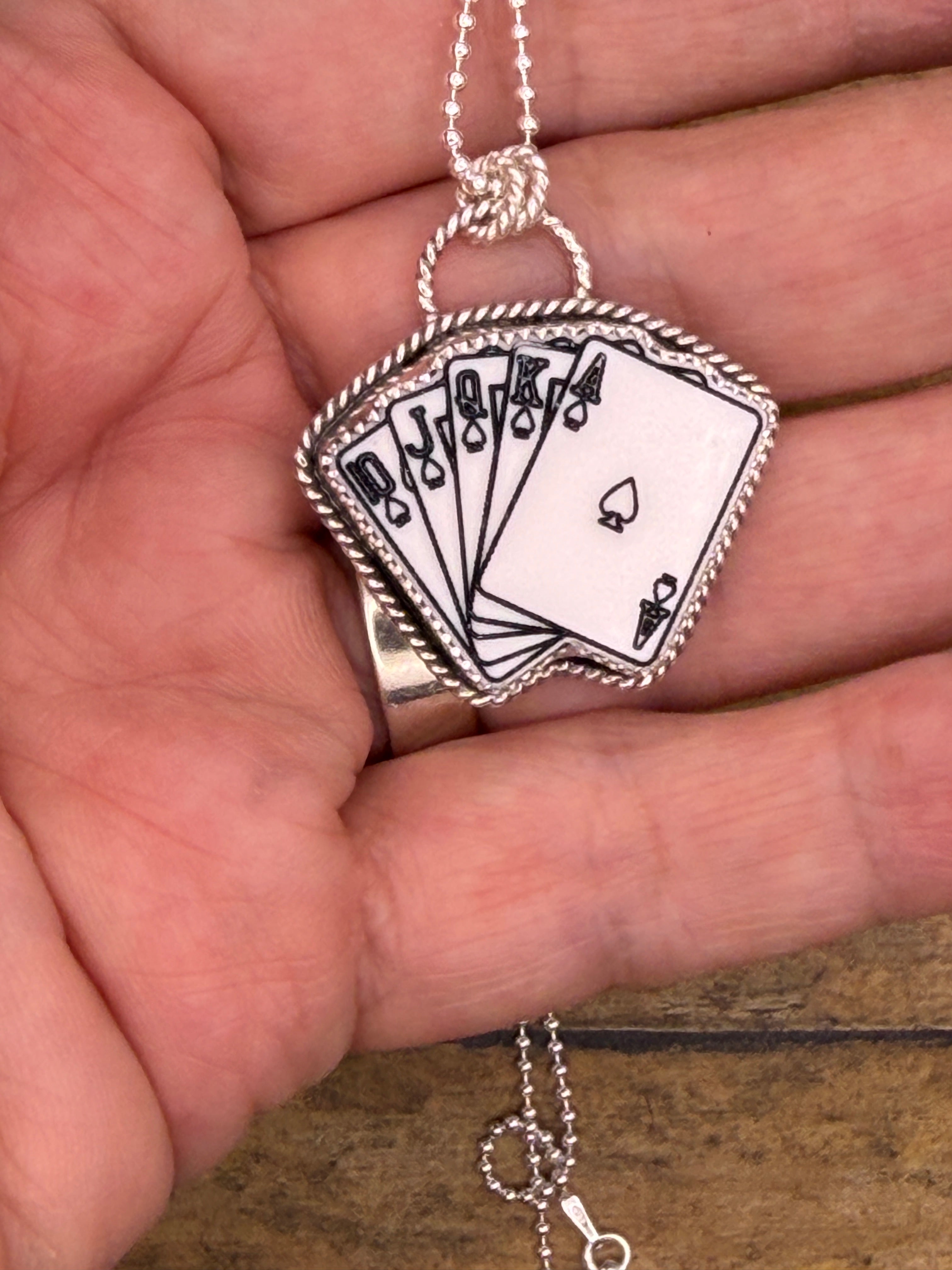 Poker-Trustone Royal Flush Poker Playing Card Pendant