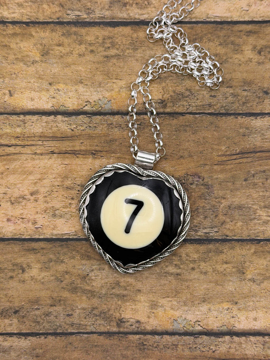 Sonny-Unique Color Black #7 Billiard Ball Heart Pendant