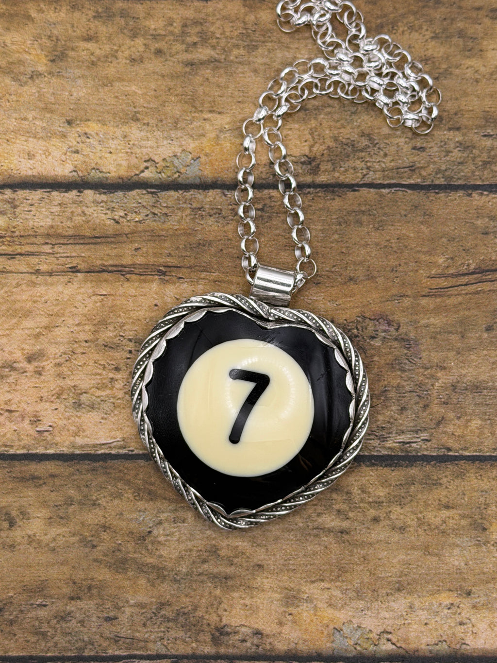 Sonny-Unique Color Black #7 Billiard Ball Heart Pendant