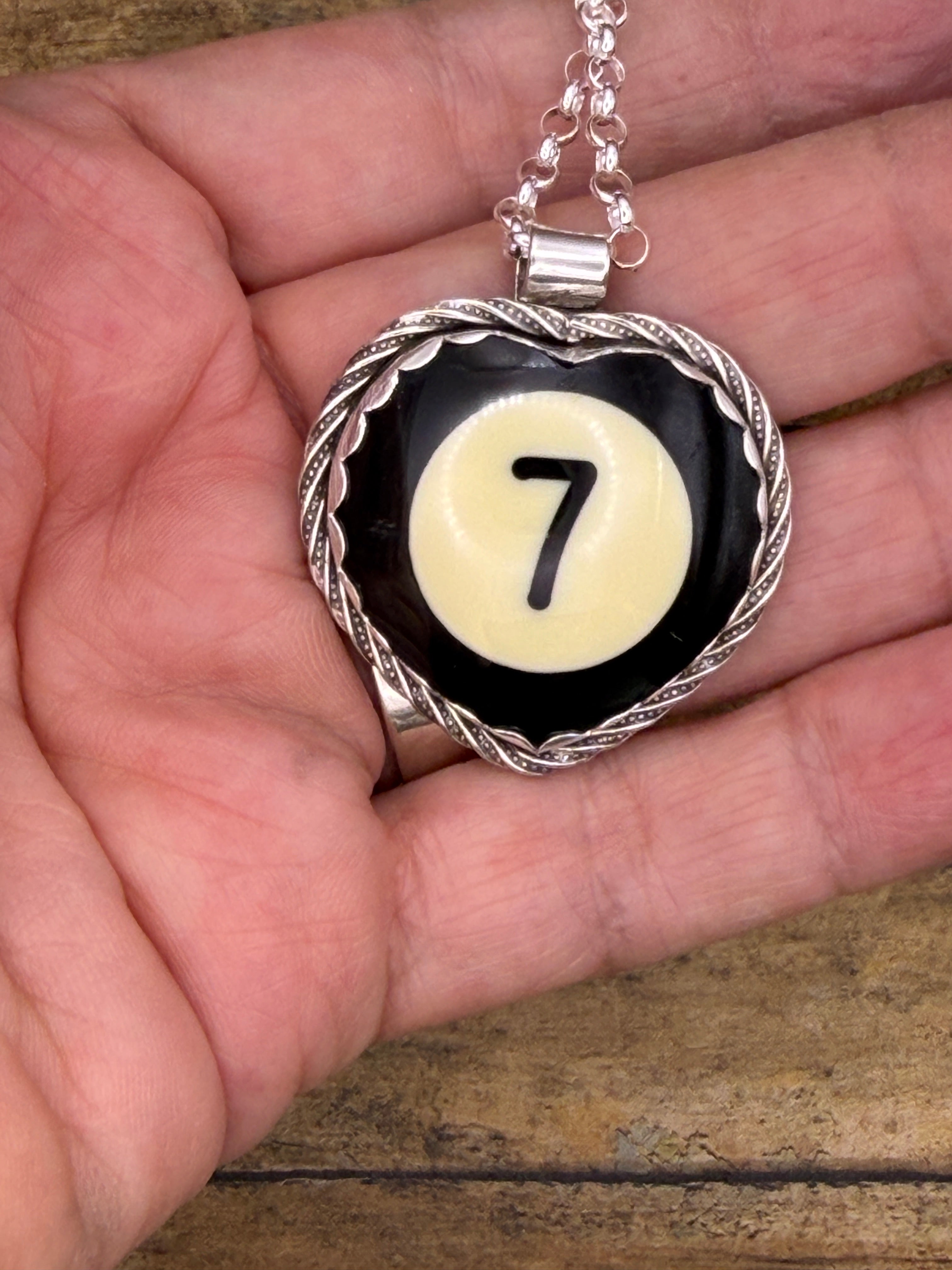 Sonny-Unique Color Black #7 Billiard Ball Heart Pendant