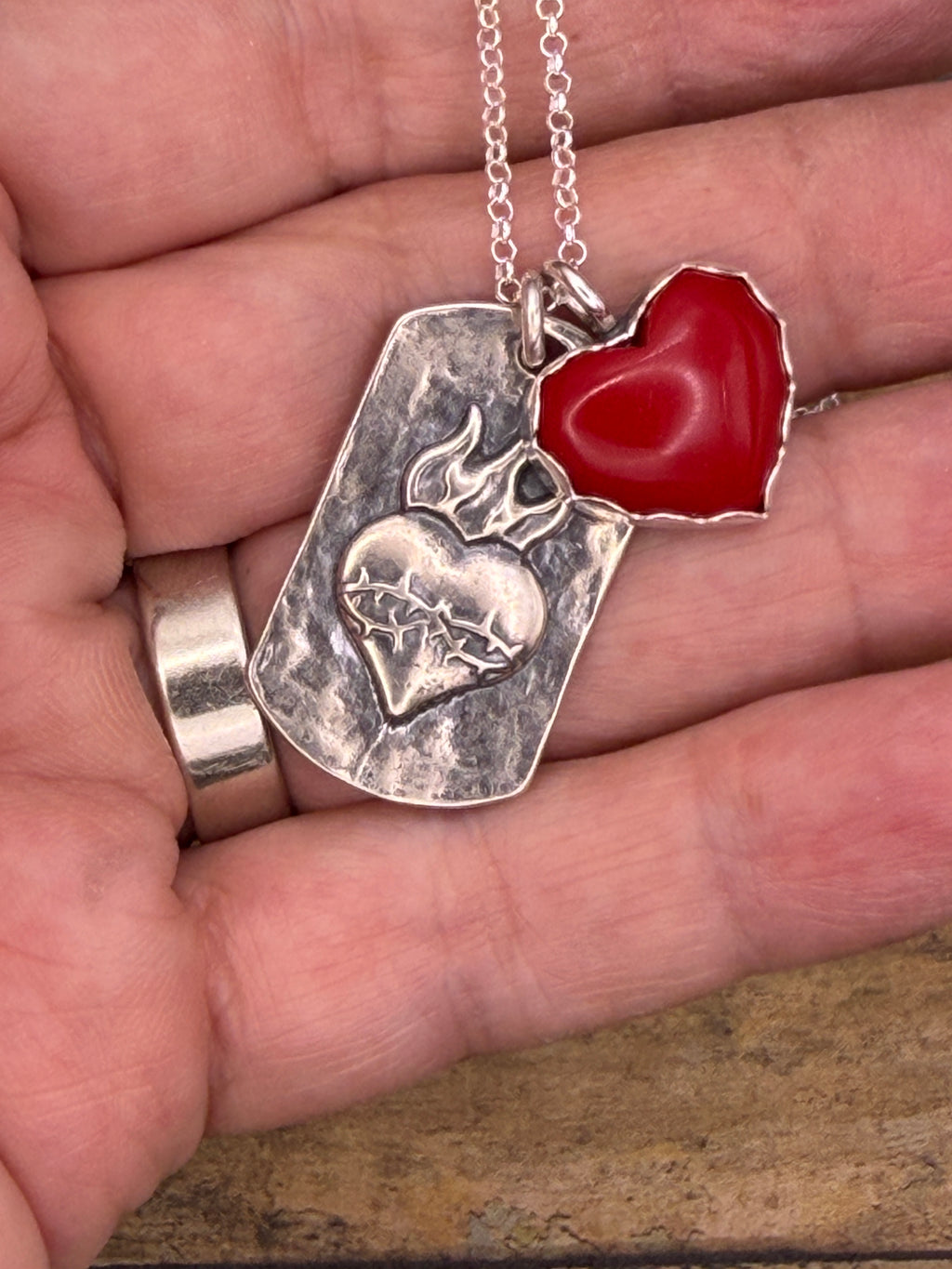 Rosalina-Red Rosarita Sacred Heart Charm Pendant