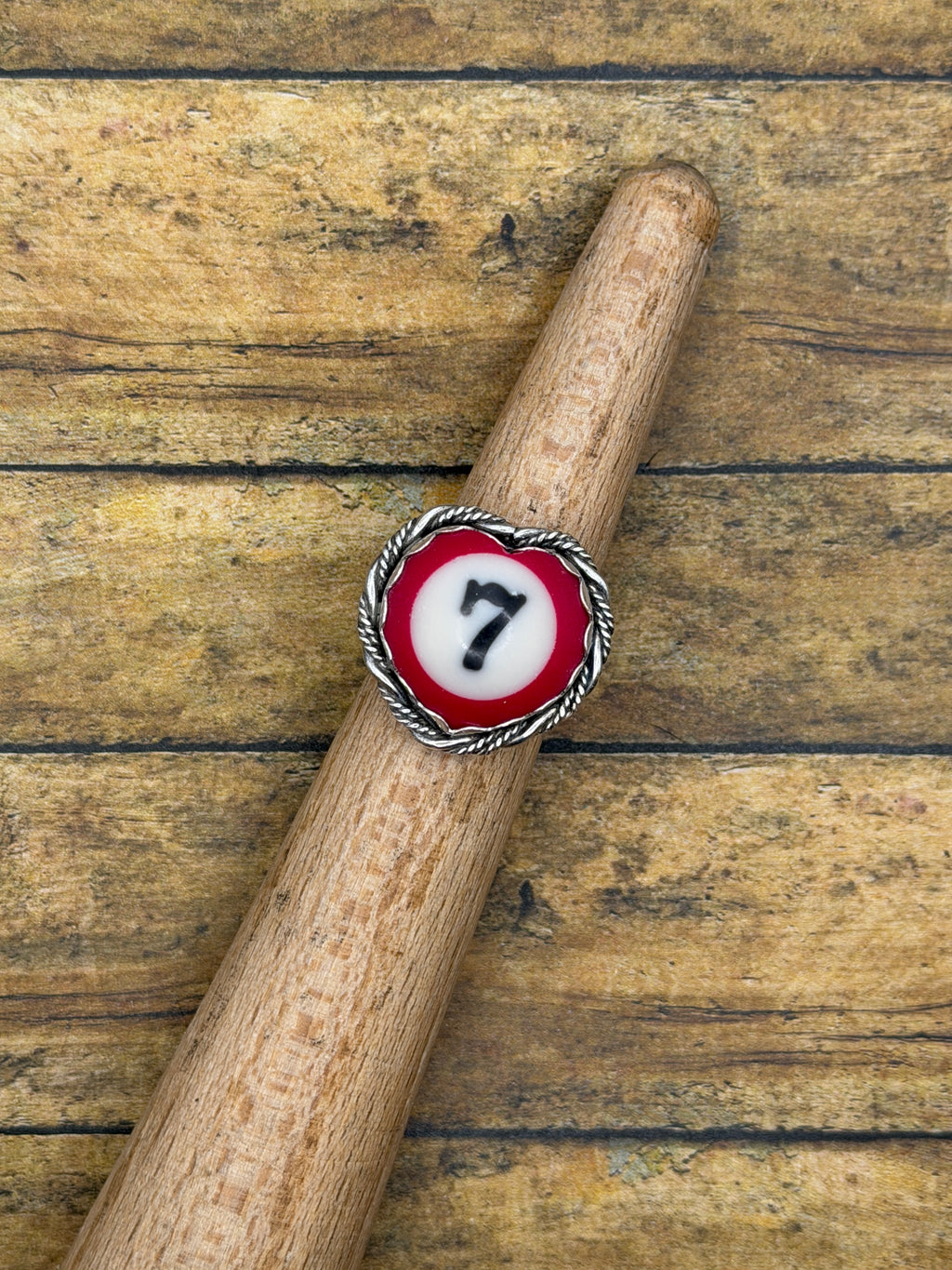 Sammie-Vintage Billiard Ball Lucky #7 Heart Ring