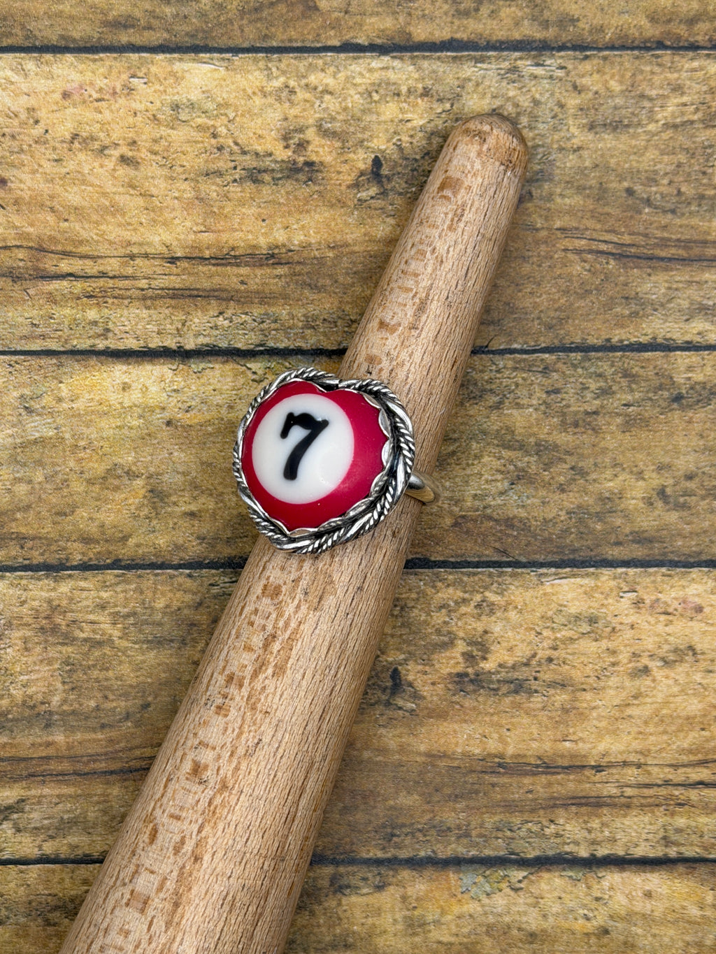 Sammie-Vintage Billiard Ball Lucky #7 Heart Ring