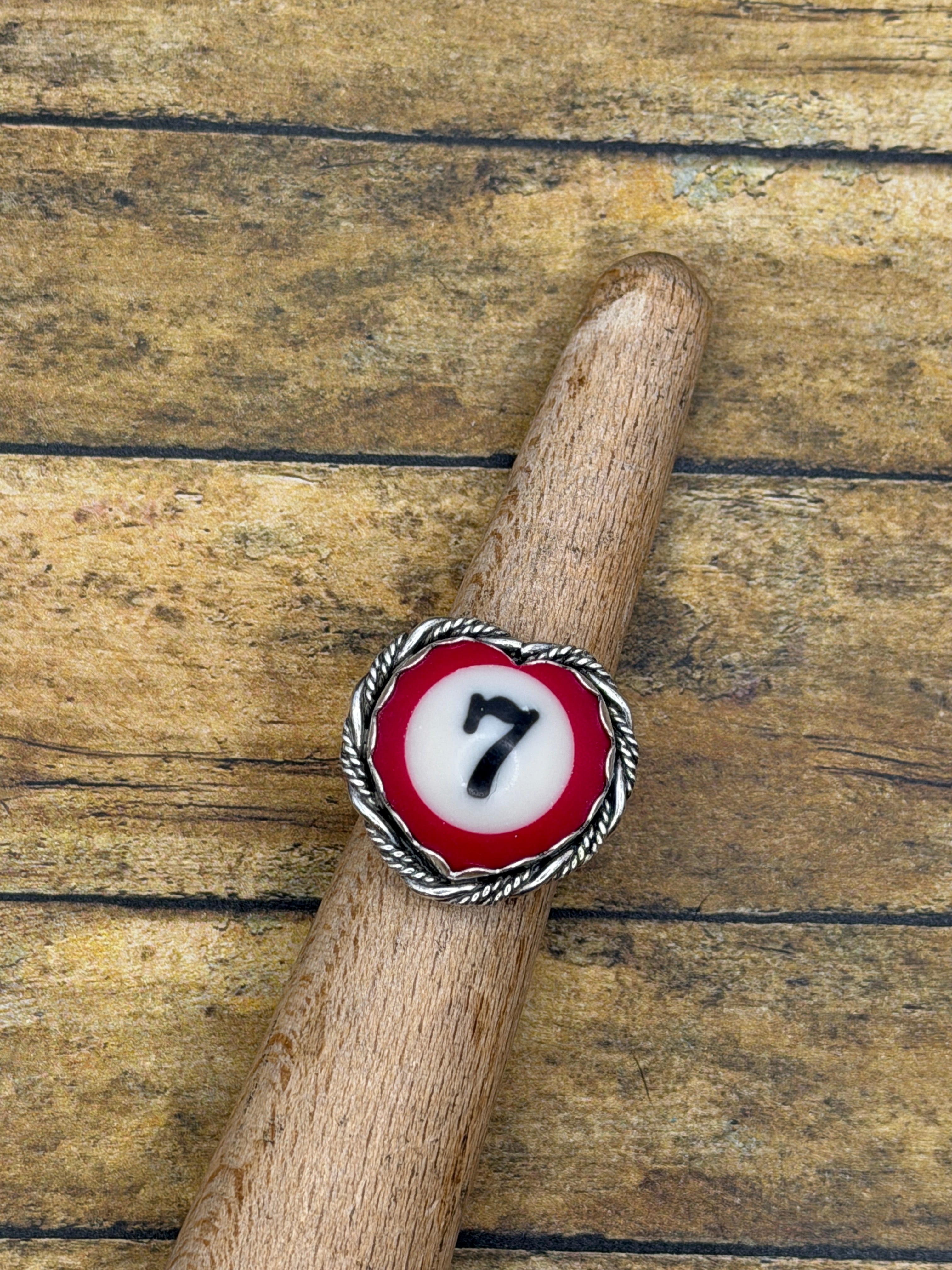 Sammie-Vintage Billiard Ball Lucky #7 Heart Ring