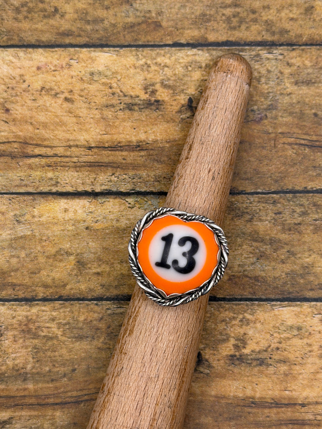 Slater-Vintage Billiard Ball #13 Heart Ring