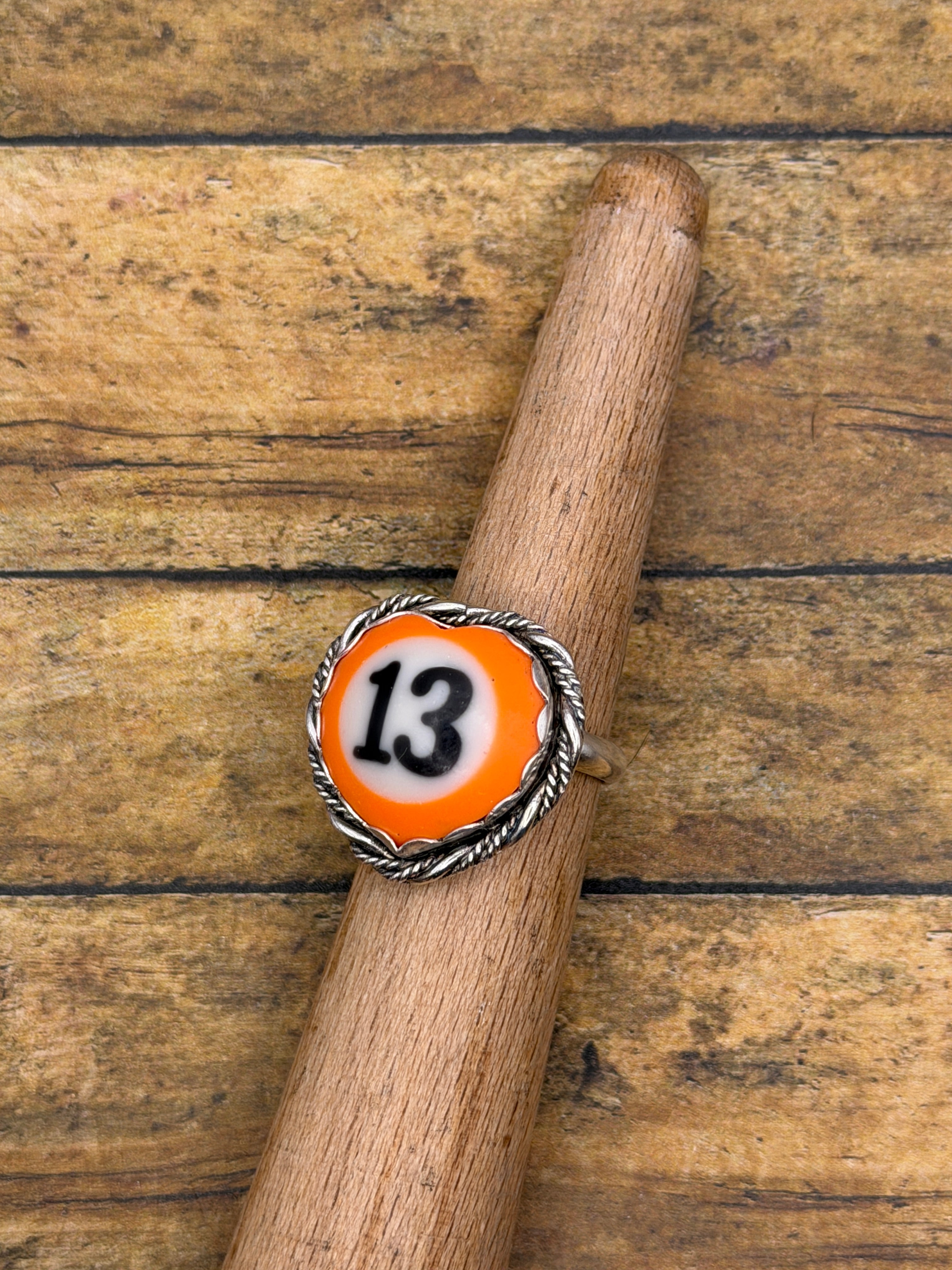 Slater-Vintage Billiard Ball #13 Heart Ring