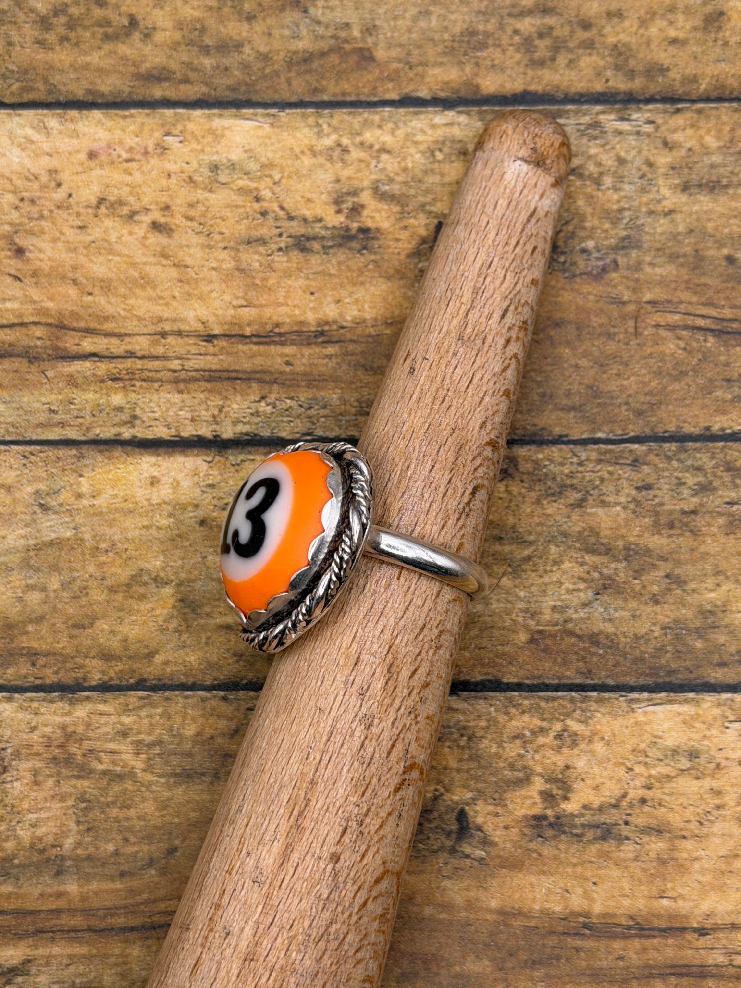 Slater-Vintage Billiard Ball #13 Heart Ring