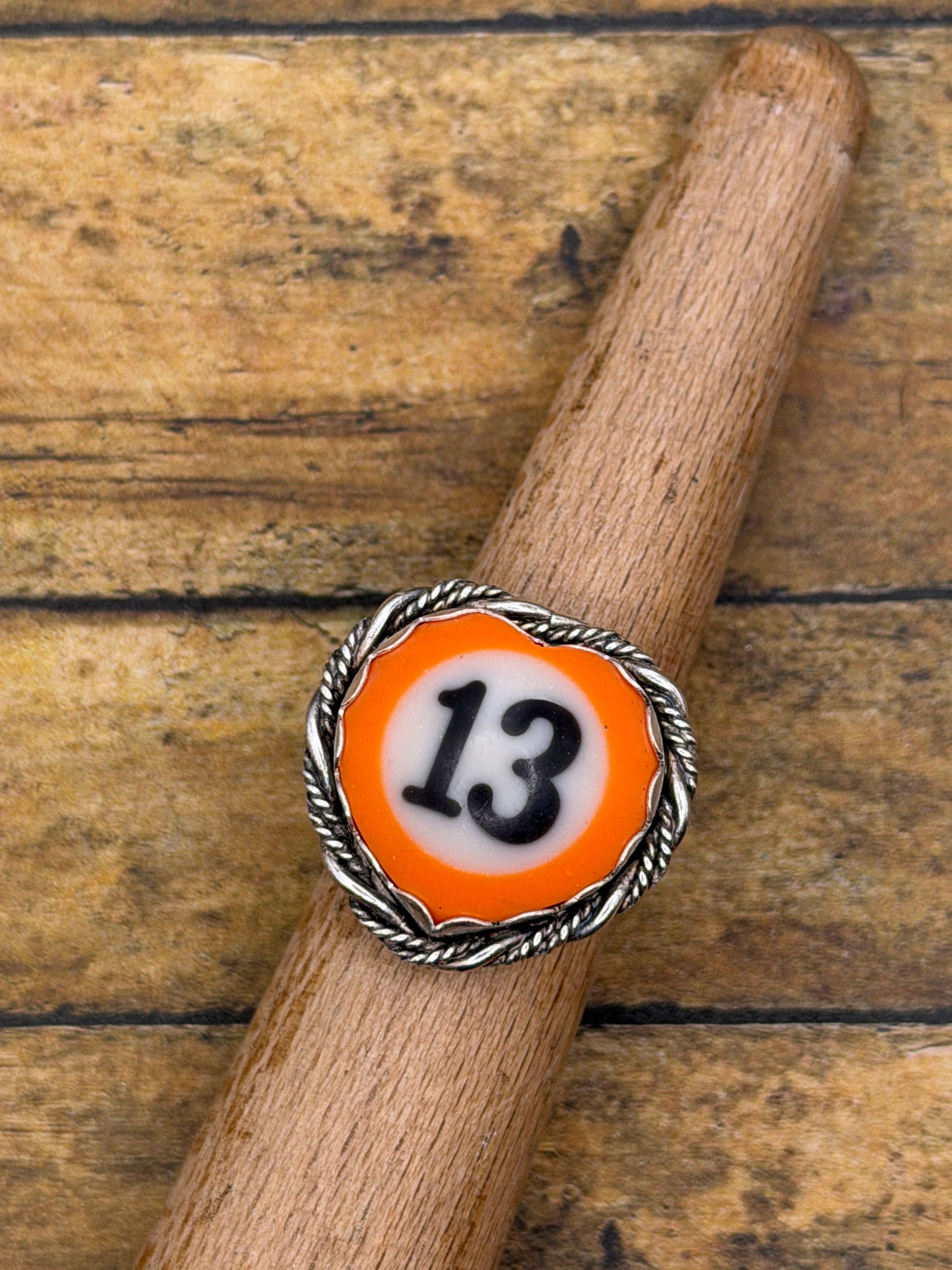 Slater-Vintage Billiard Ball #13 Heart Ring