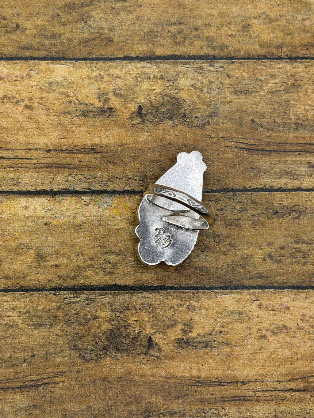 Abigail-White Buffalo Turquoise Ring with Feather Detail