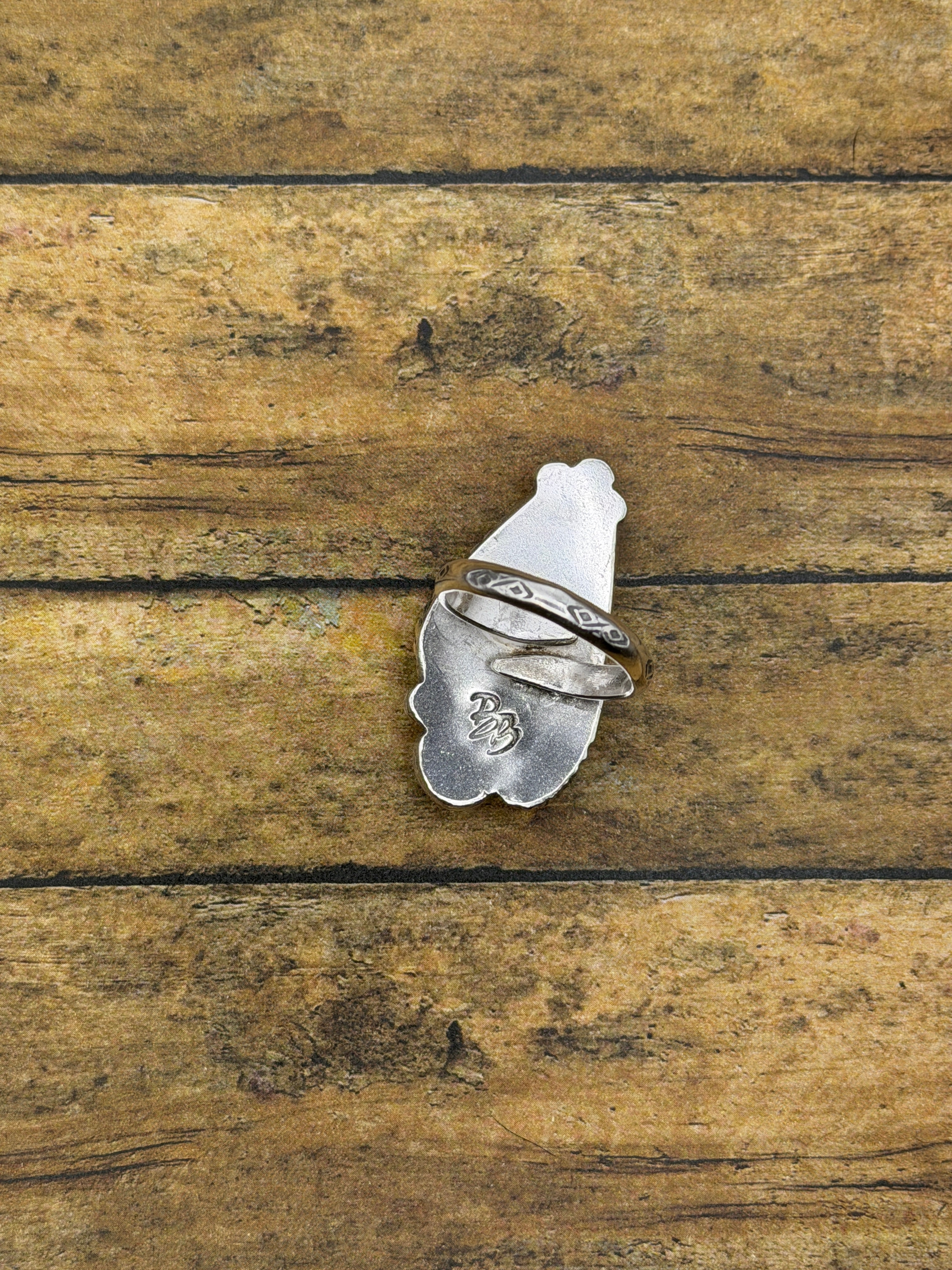 Abigail-White Buffalo Turquoise Ring with Feather Detail