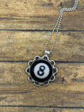 Sadie-Mini Billiard 8-Ball Pendant with Chain Detail