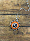 Sabina-Mini Billiard Ball #13 Pendant with Chain Detail