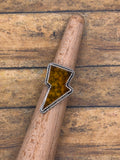 Ronan-Chalcedony Lightning Bolt Ring with Translucent Leopard Print