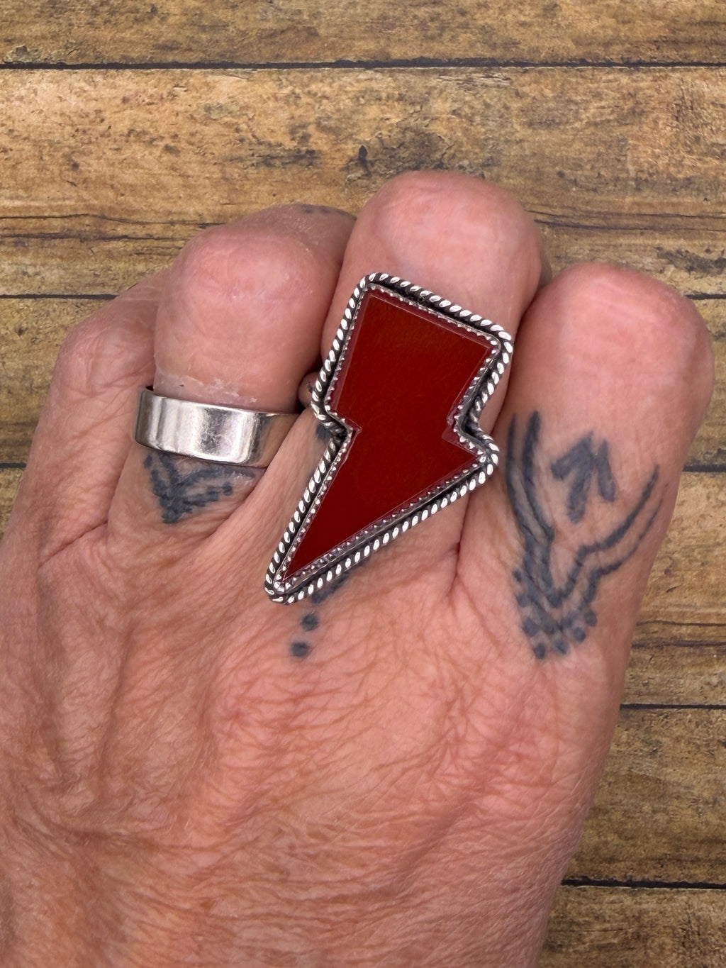 Riley-Chalcedony Lightning Bolt Ring