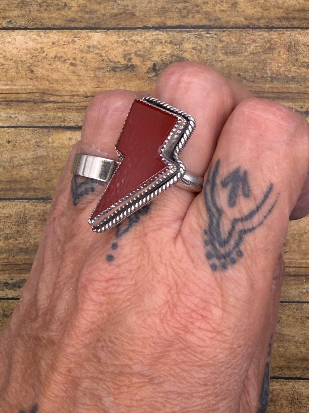 Riley-Chalcedony Lightning Bolt Ring