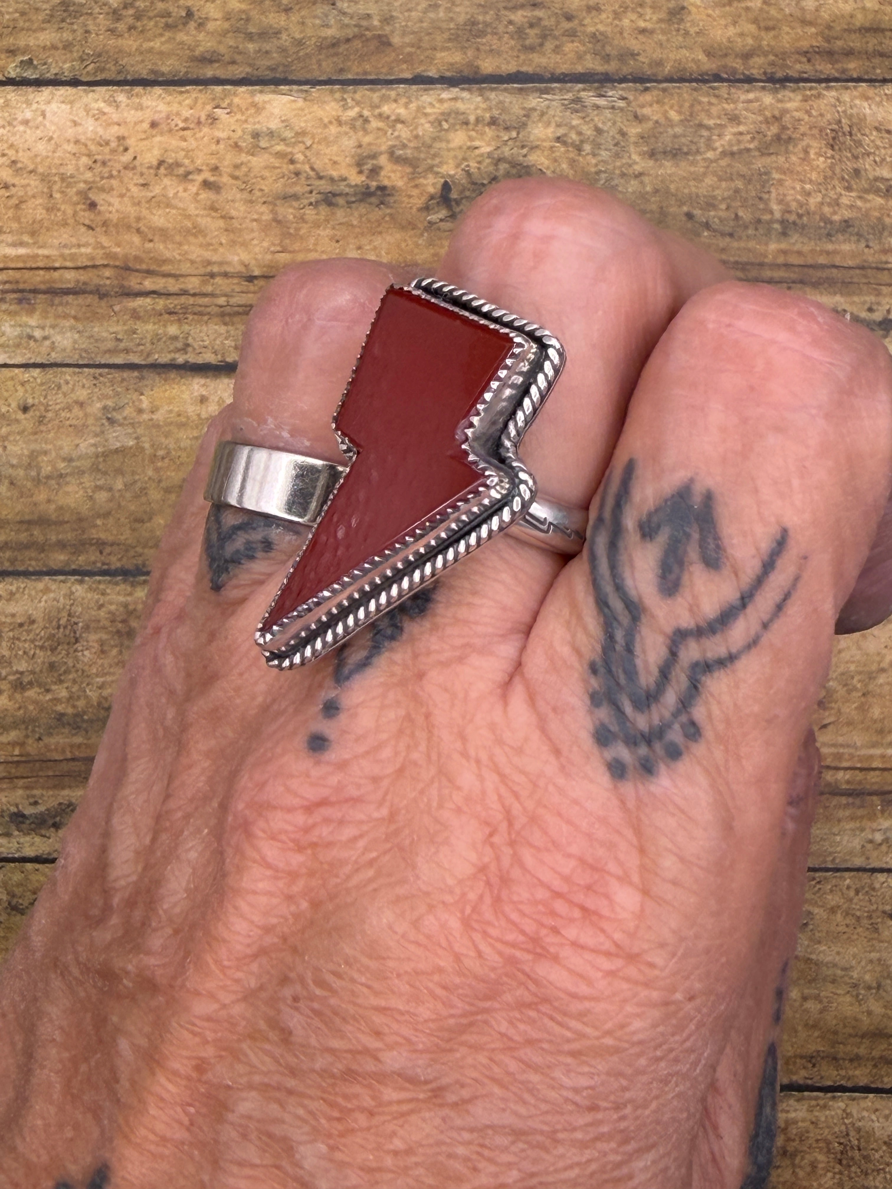 Riley-Chalcedony Lightning Bolt Ring