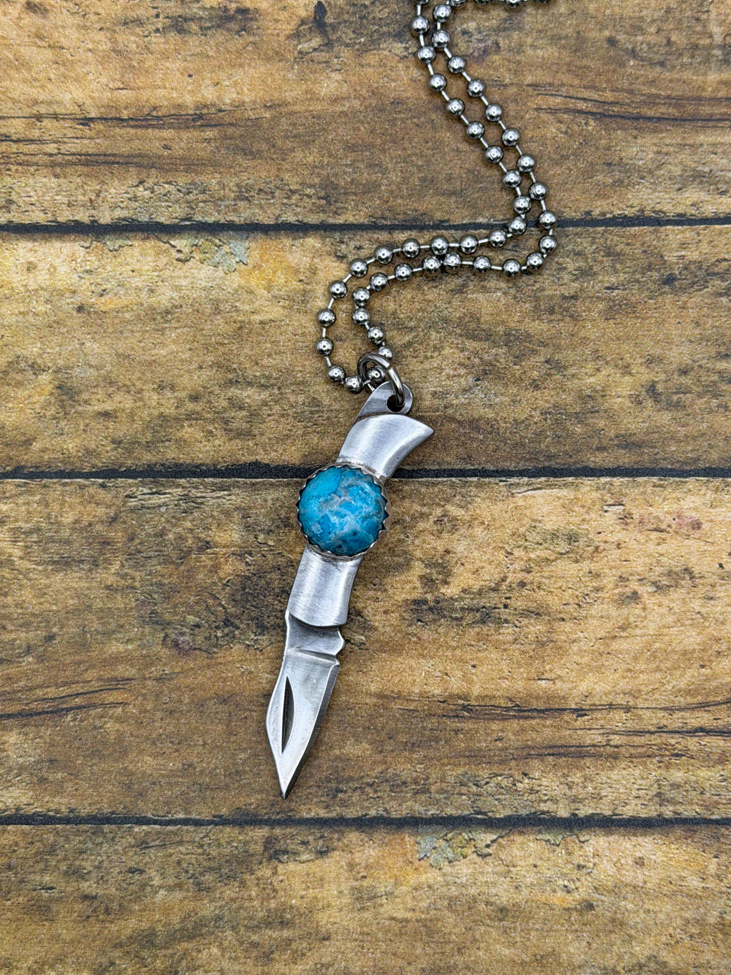 Brad-Mini Knife with Turquoise Accent Pendant