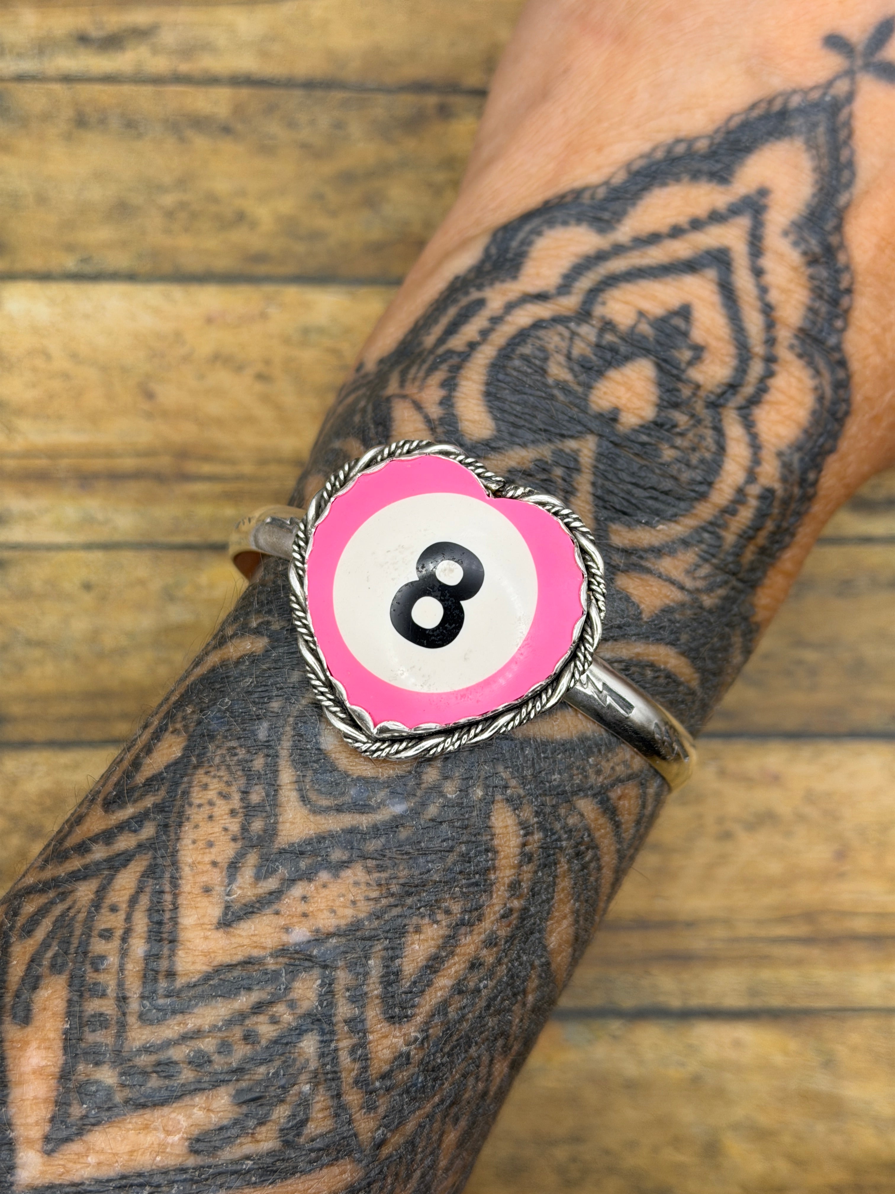 Sully-Pink Billiard 8-Ball Heart Shaped Cuff