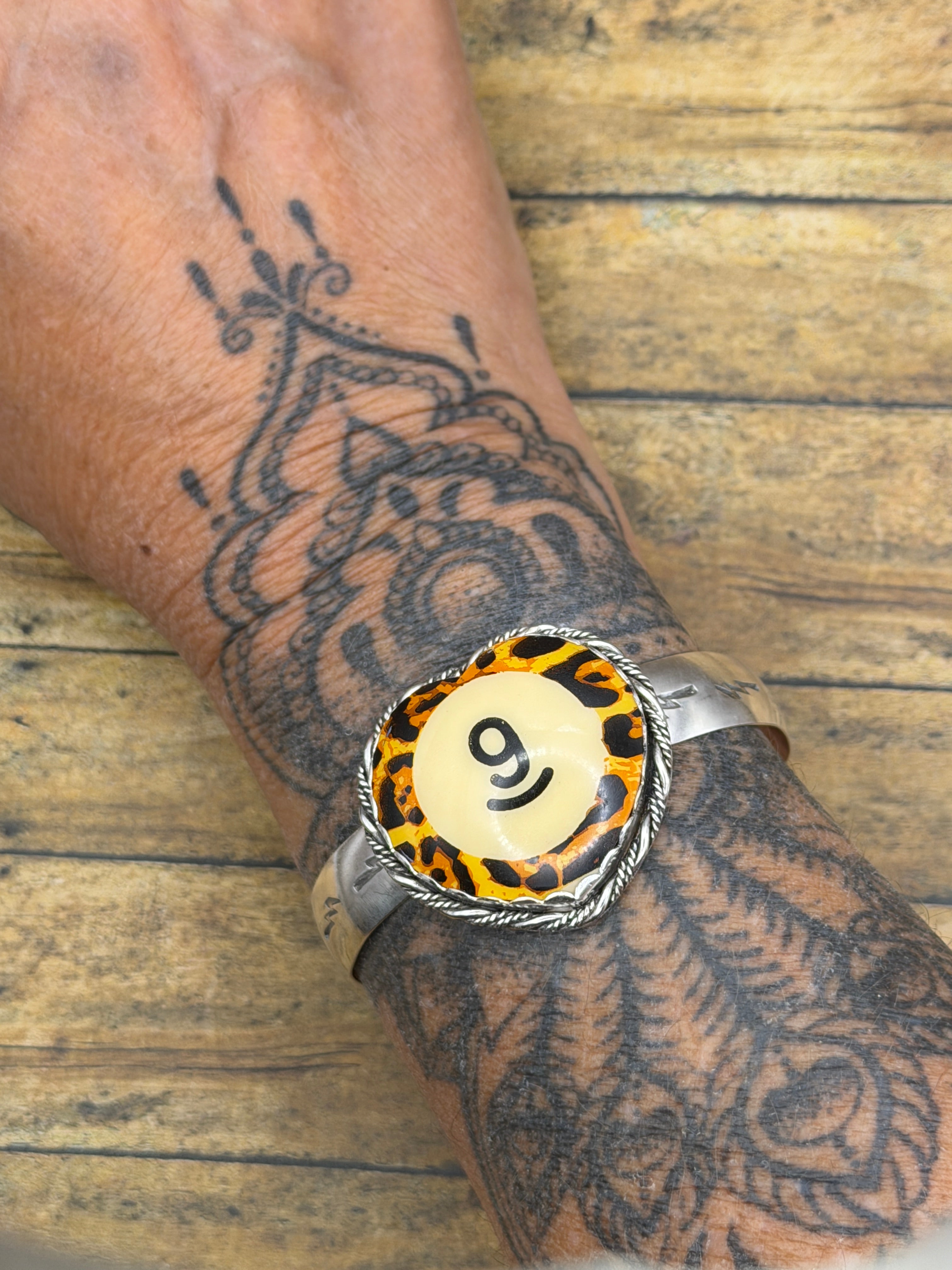 Shelby-Limited Edition Leopard Billiard #9 Heart Cuff