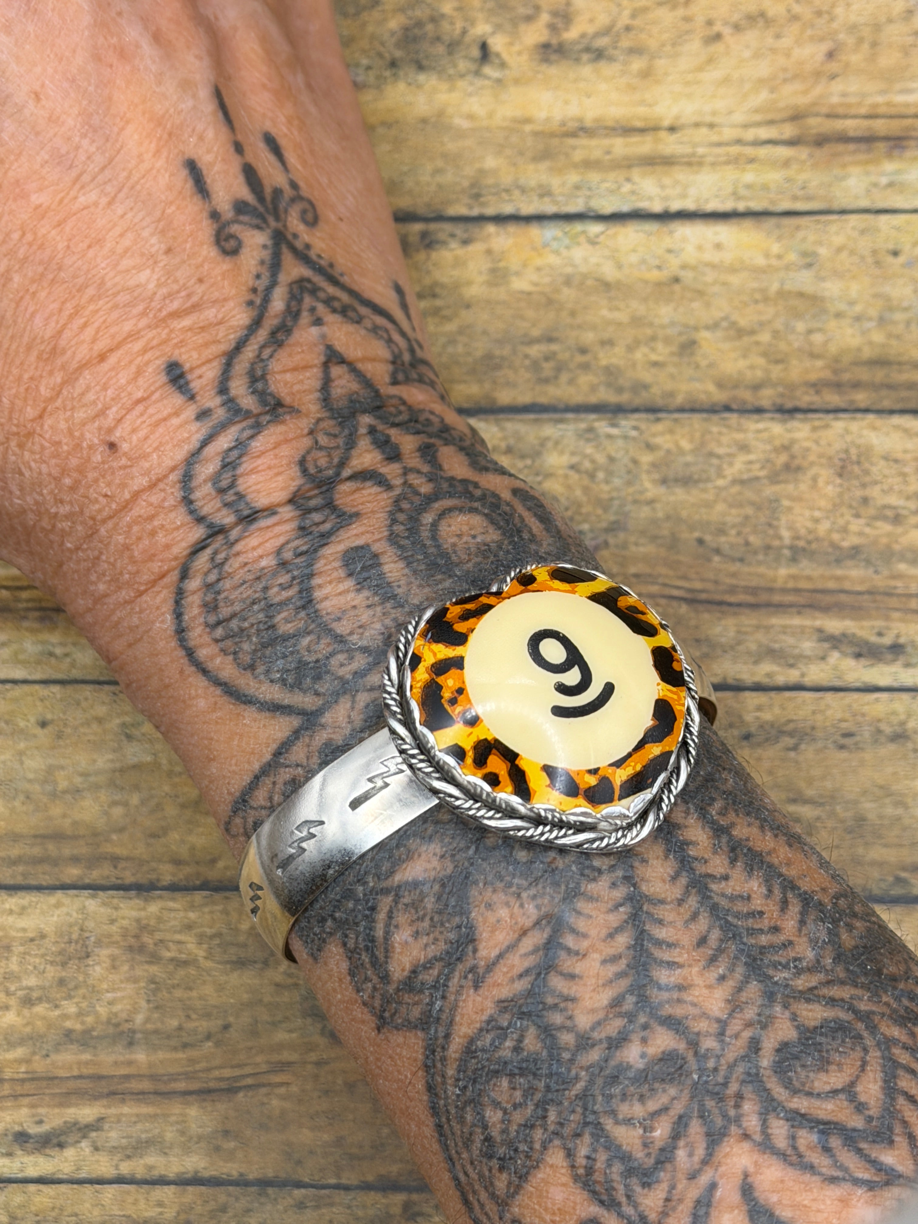 Shelby-Limited Edition Leopard Billiard #9 Heart Cuff