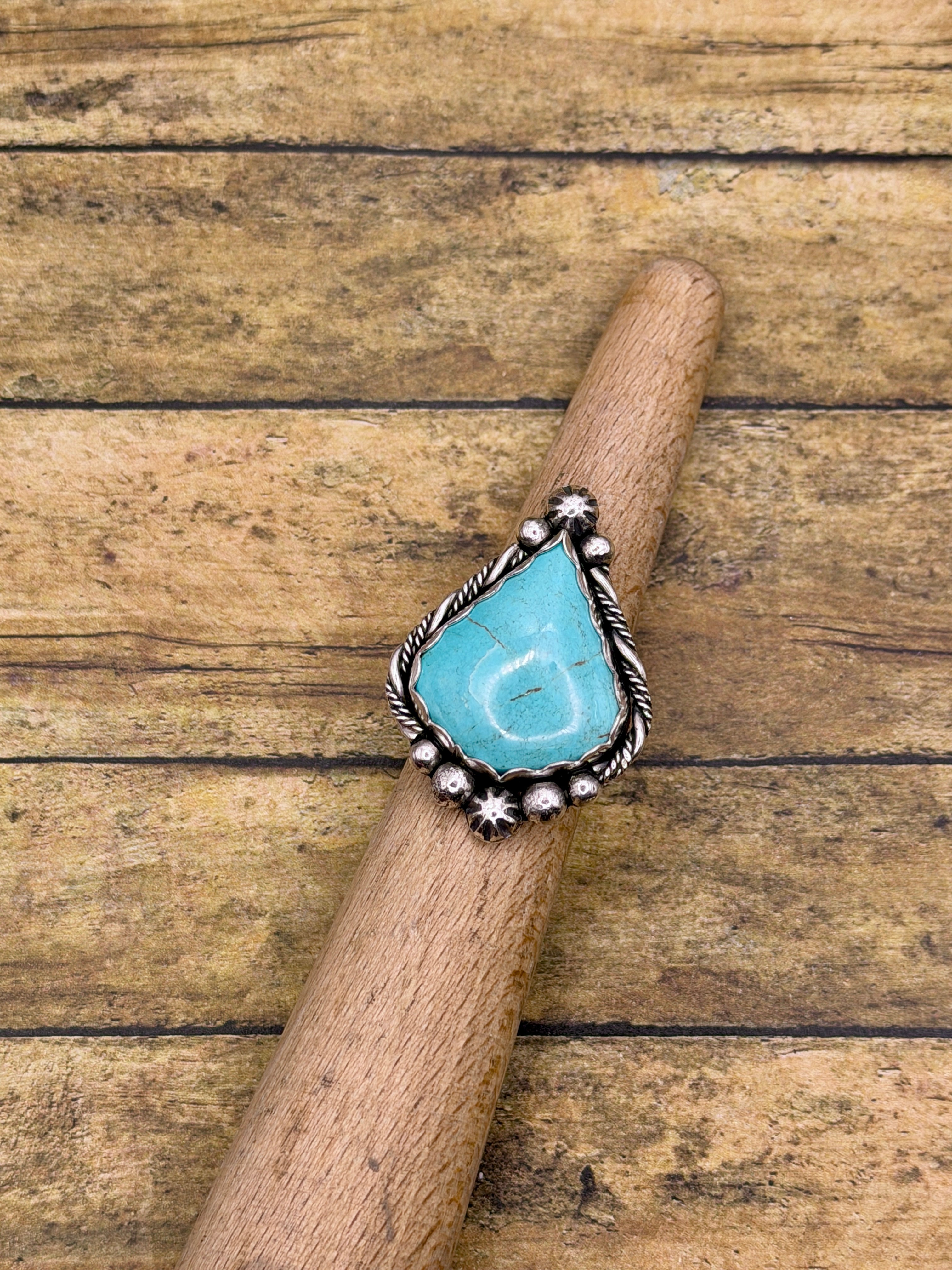 Breanna-Turquoise Arabesque Boho Statement Ring