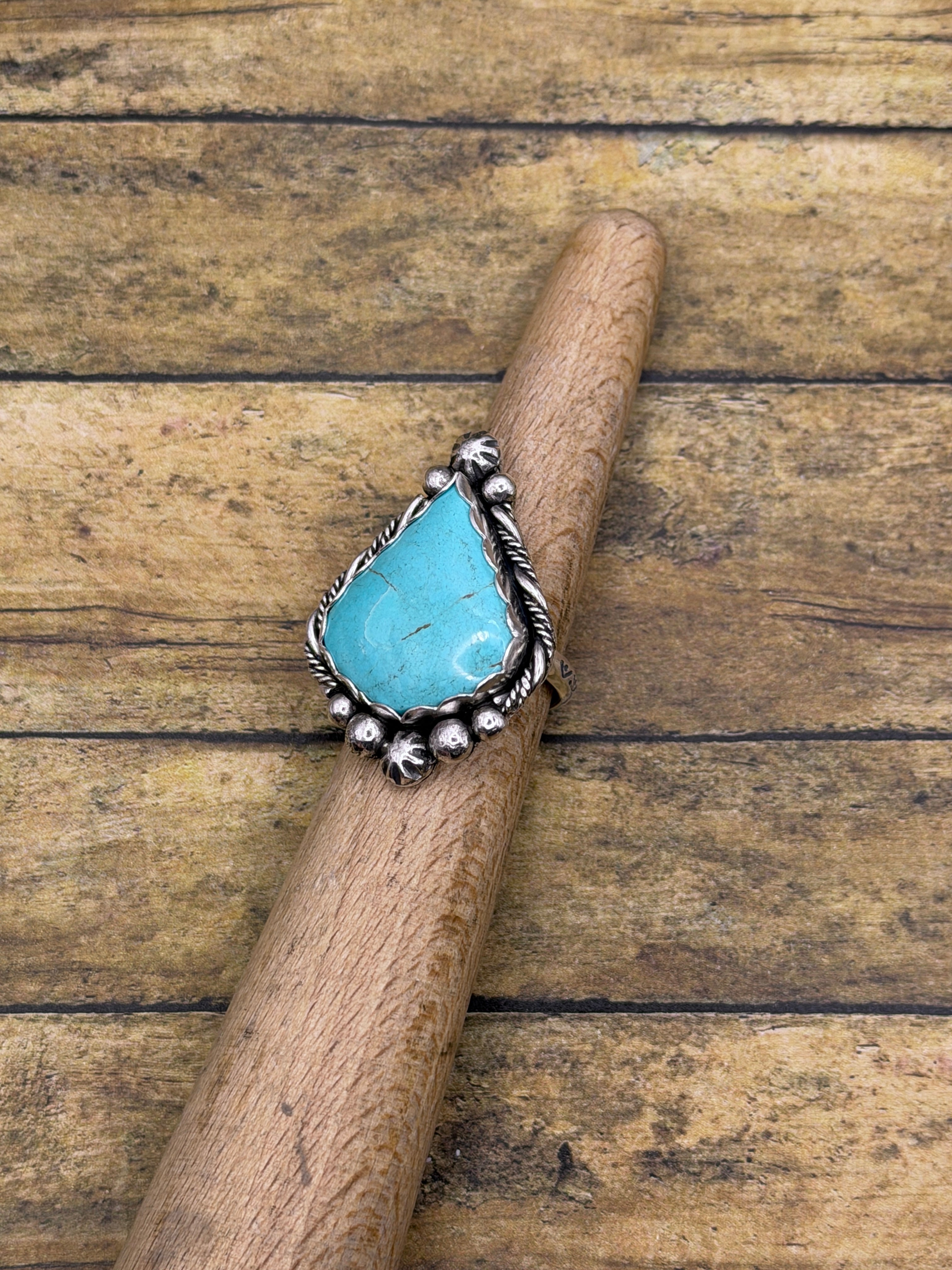 Breanna-Turquoise Arabesque Boho Statement Ring