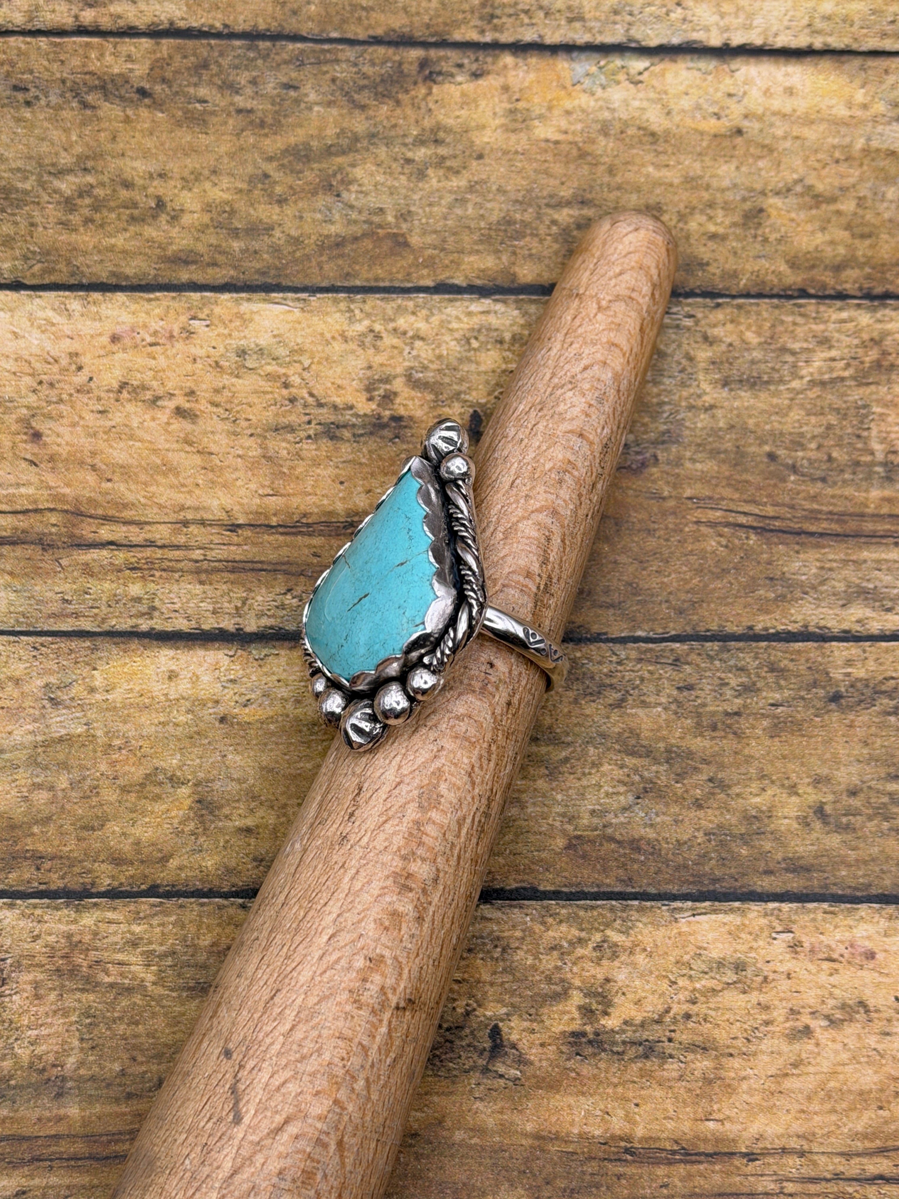 Breanna-Turquoise Arabesque Boho Statement Ring