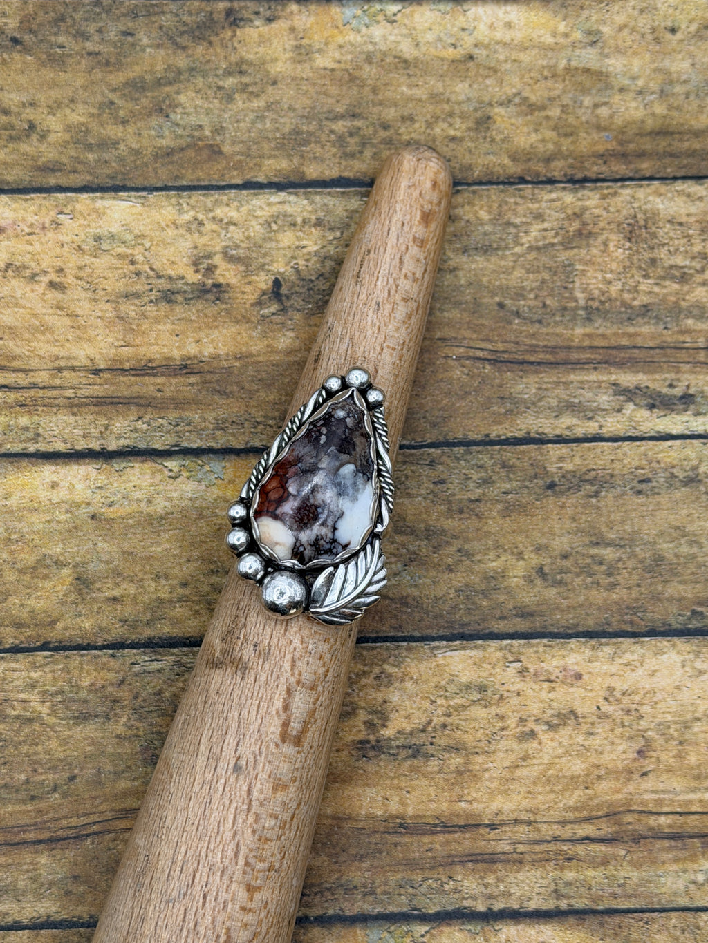 Gemma-Wild Hose Statement Ring with Feather Detail