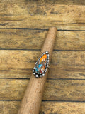Camala-Spiny Oyster Turquoise Teardrop Statement Ring