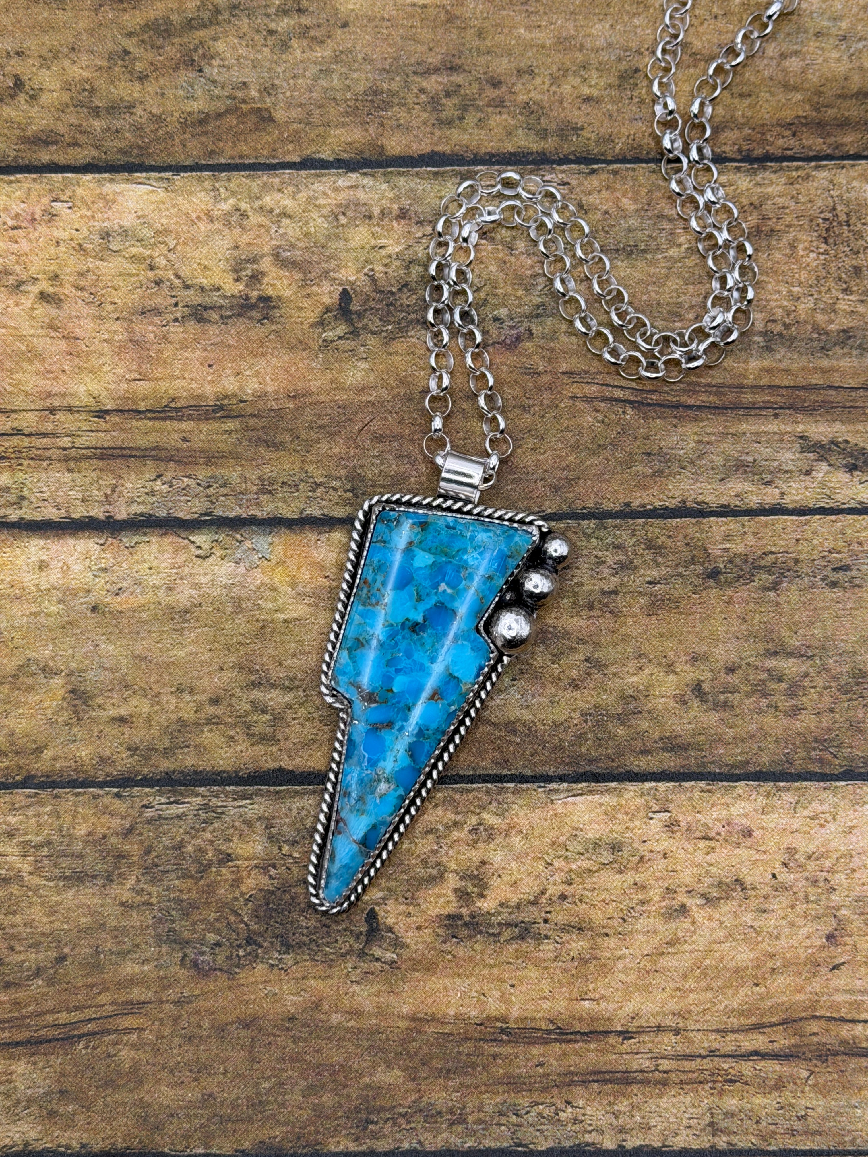 Brooke-Turquoise Lightning Bolt Pendant