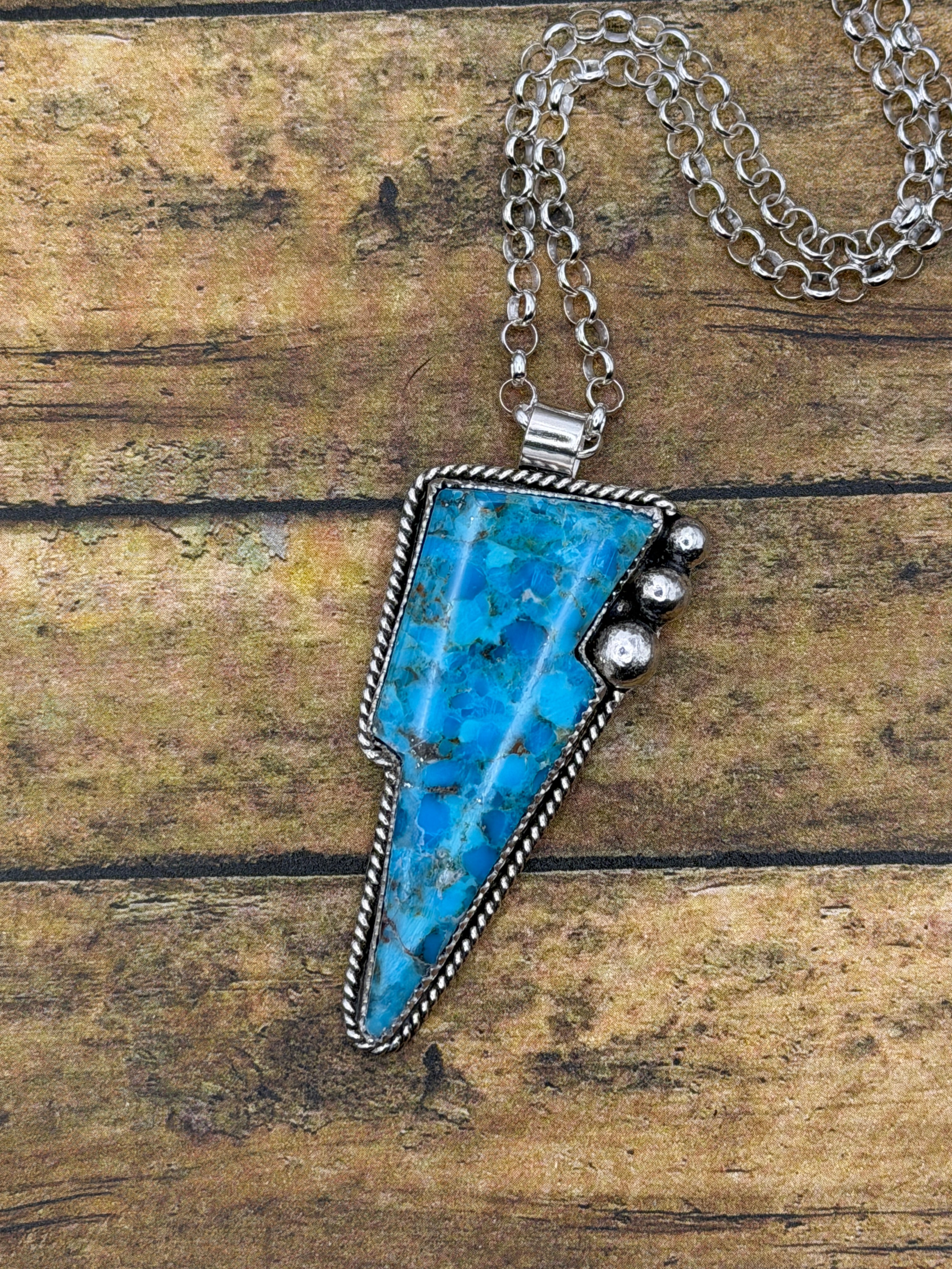 Brooke-Turquoise Lightning Bolt Pendant