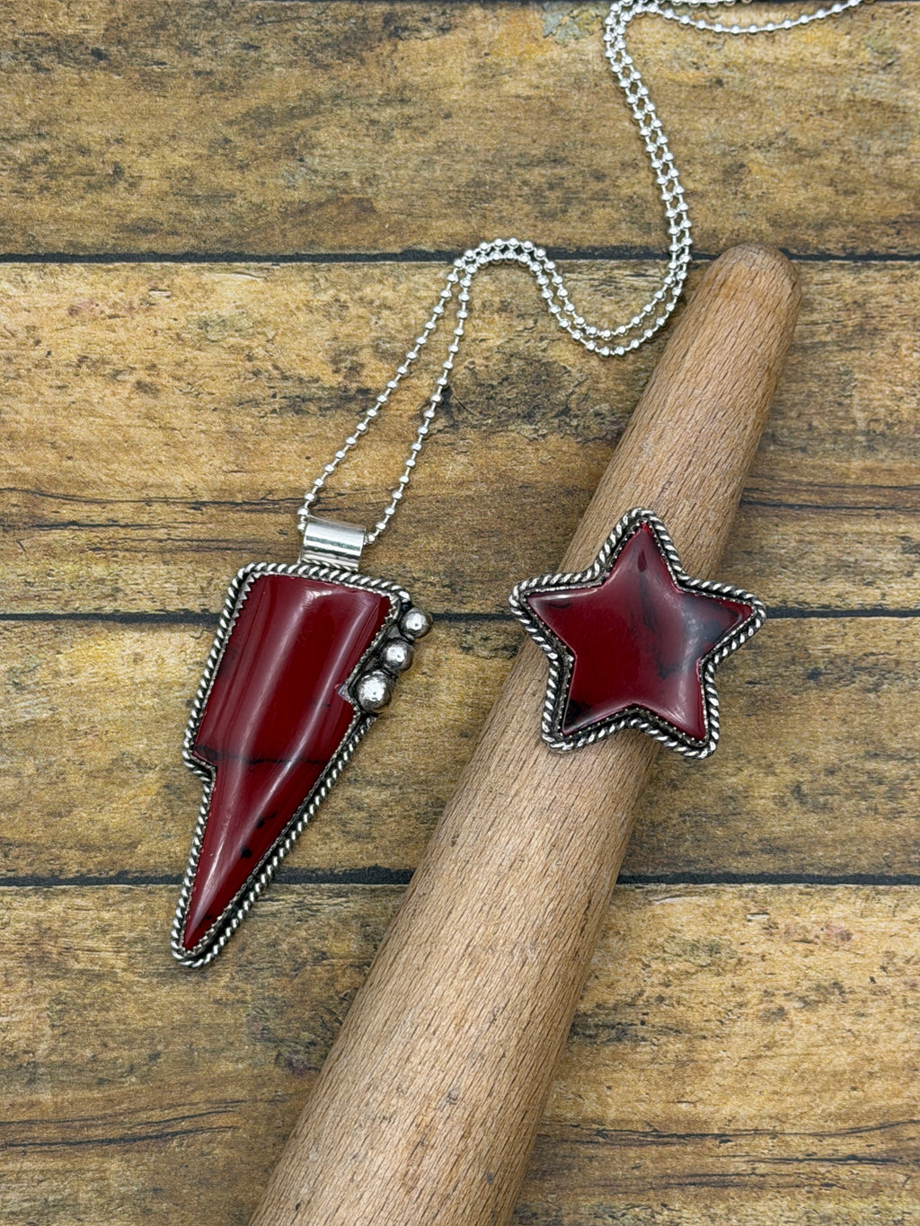 Reese-Bloody Basin Jasper Trustone Lightning Bolt Pendant