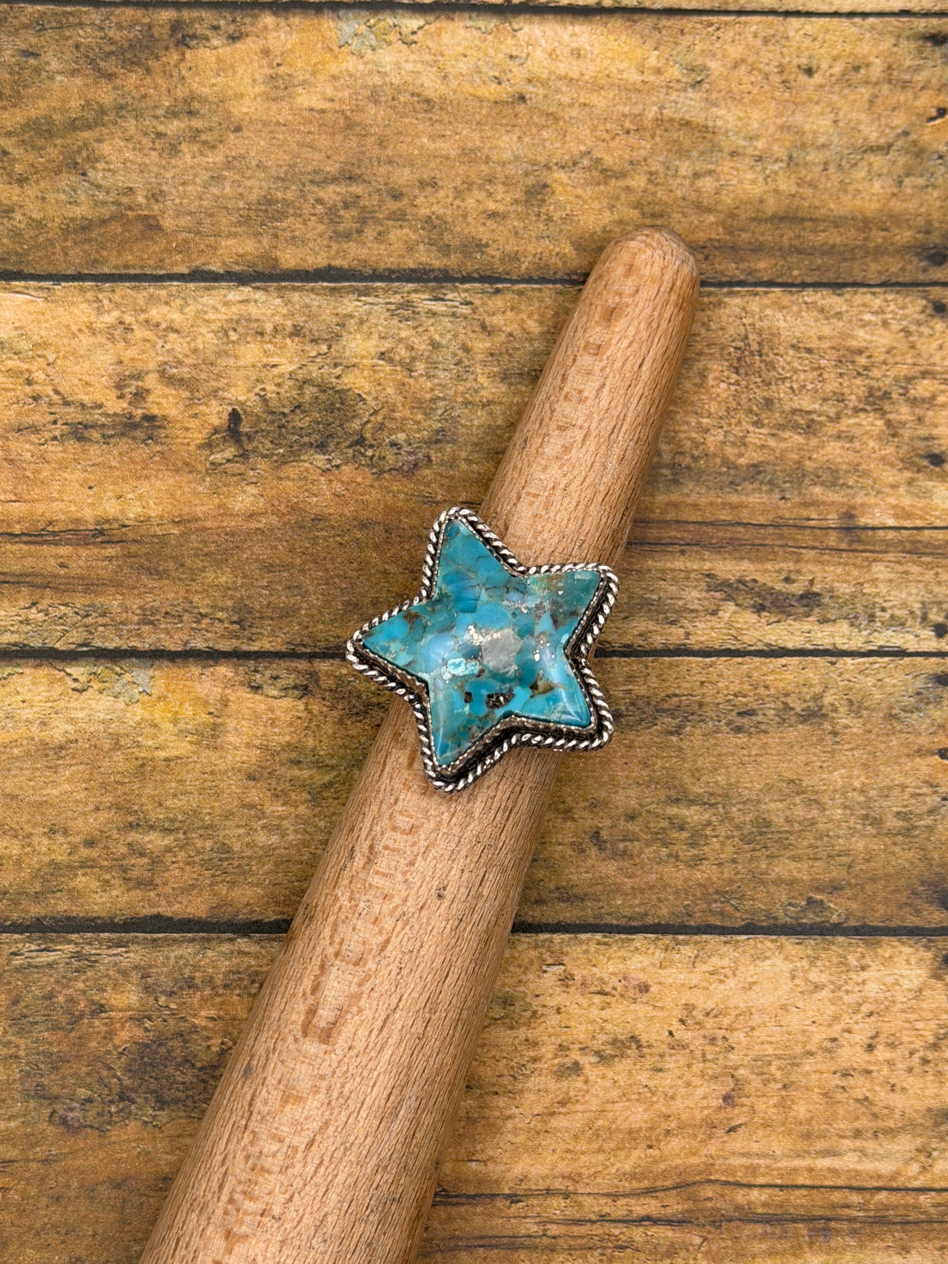Bella-Turquoise Boho Star Statement Ring