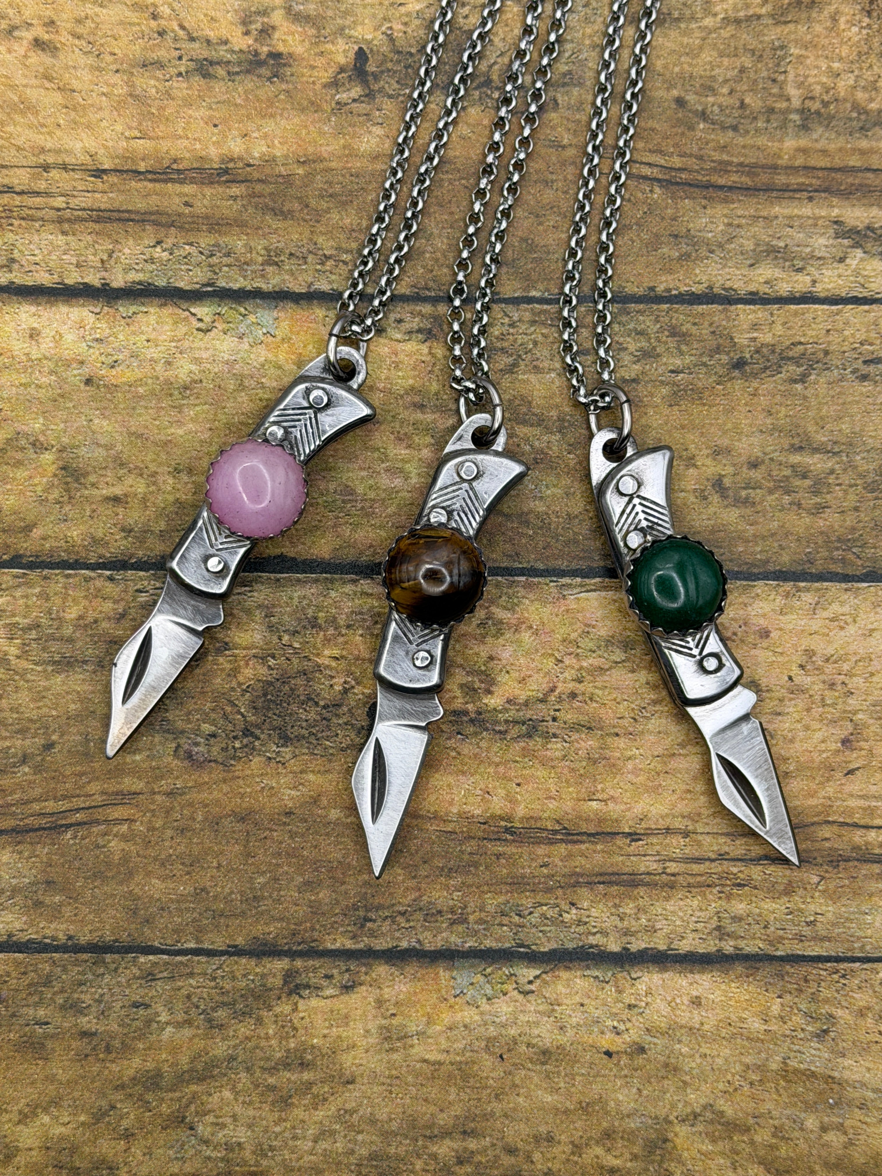 Rose-Mini Knife with Rose Quartz Accent Pendant