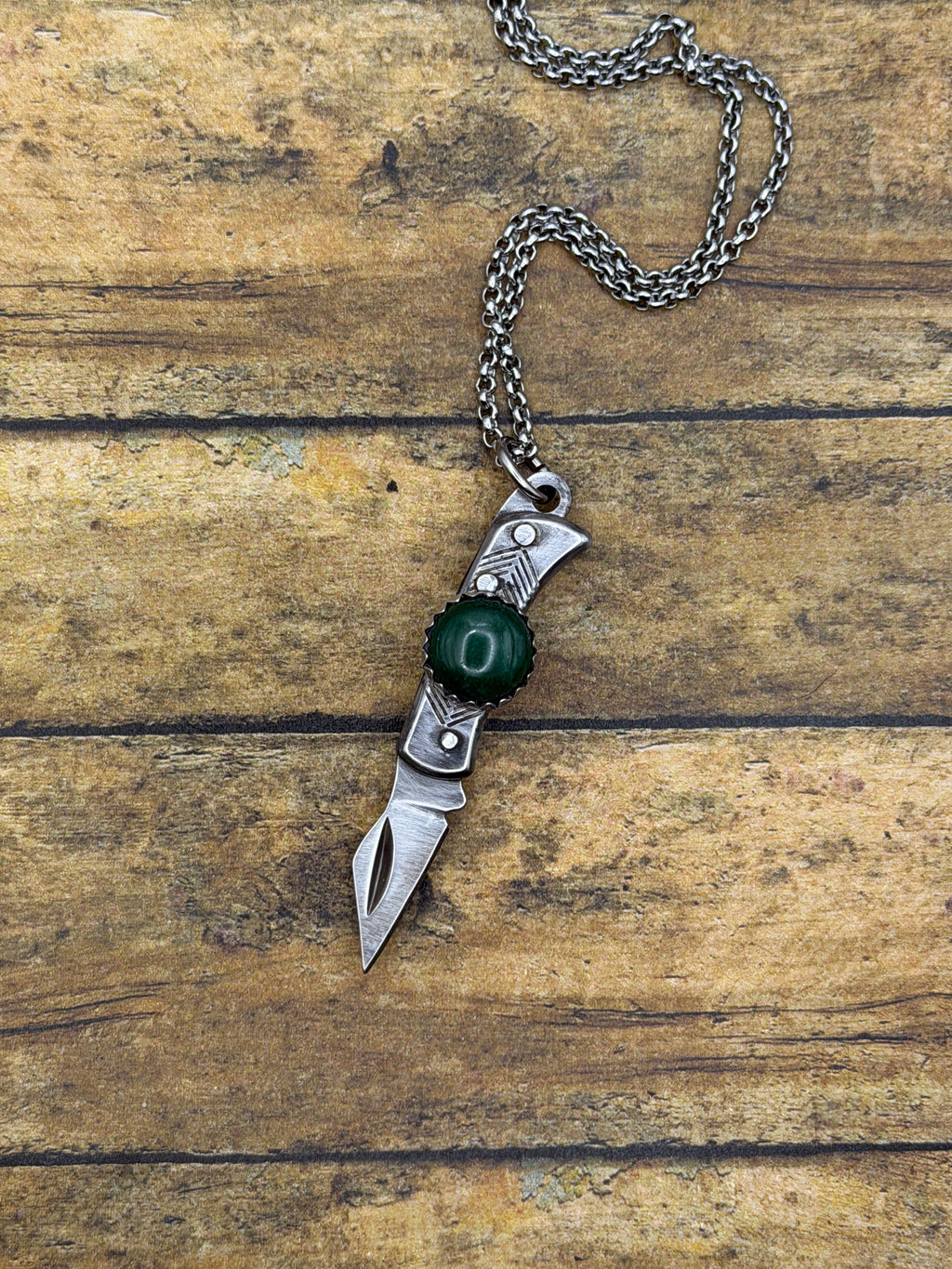 Collin-Mini Knife with Green Aventurine Accent Pendant