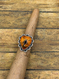 Winona-Black Scorpion in Orange Shimmer Resin Heart Ring