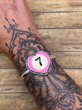 Sidney-Unique Pink Billiard Ball Lucky #7 Heart Cuff